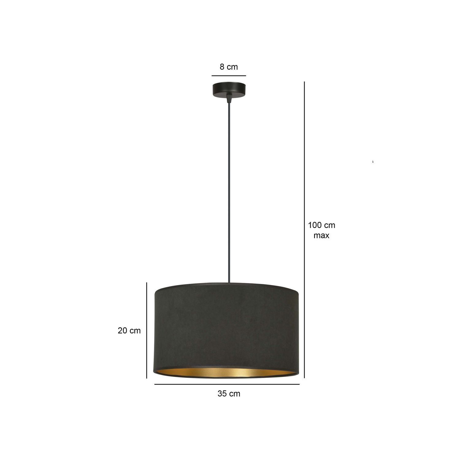 Suspension noir or Ø 35 cm rond tissu E27 CYRIL