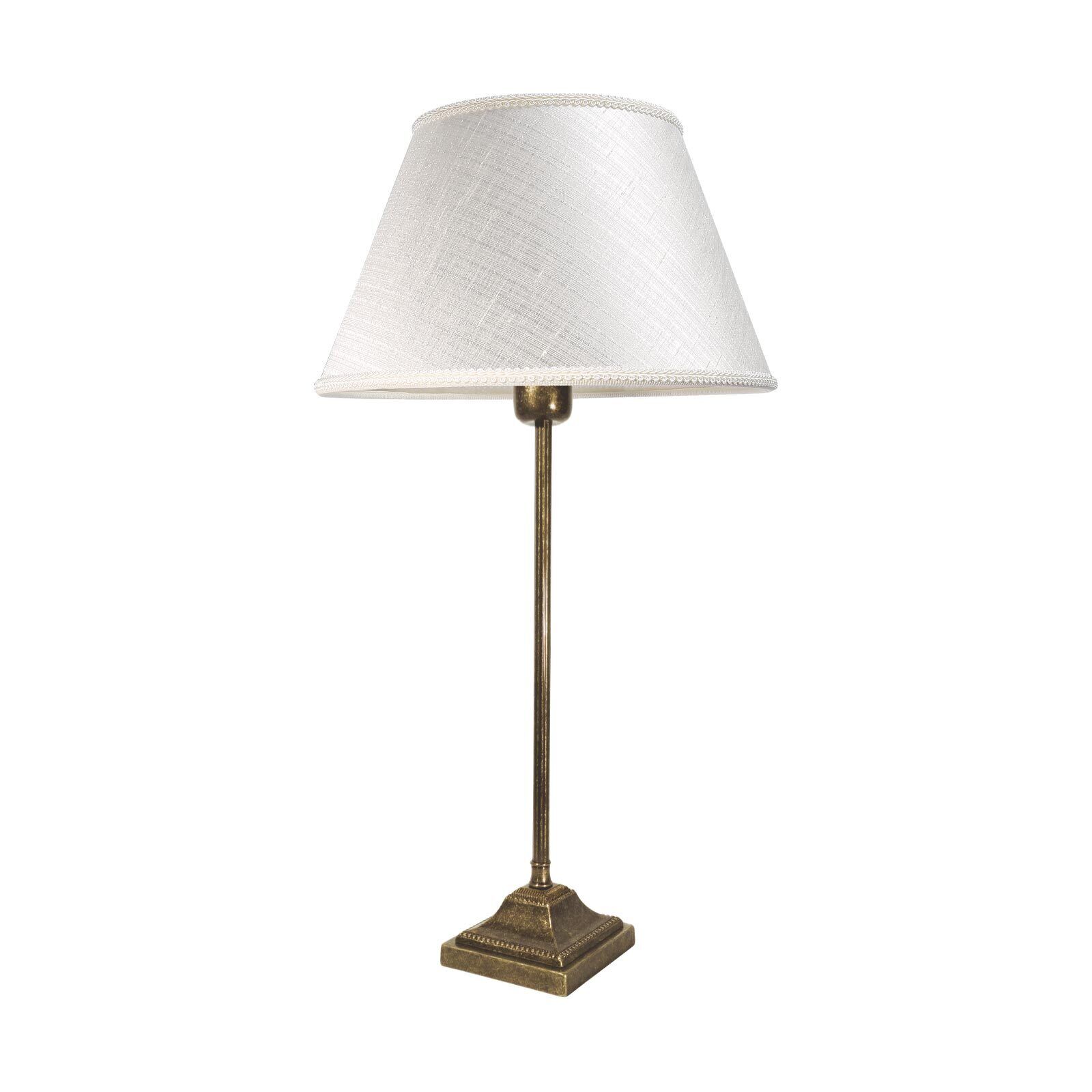 Lampe de table laiton tissu 56 cm en bronze antique blanc E27