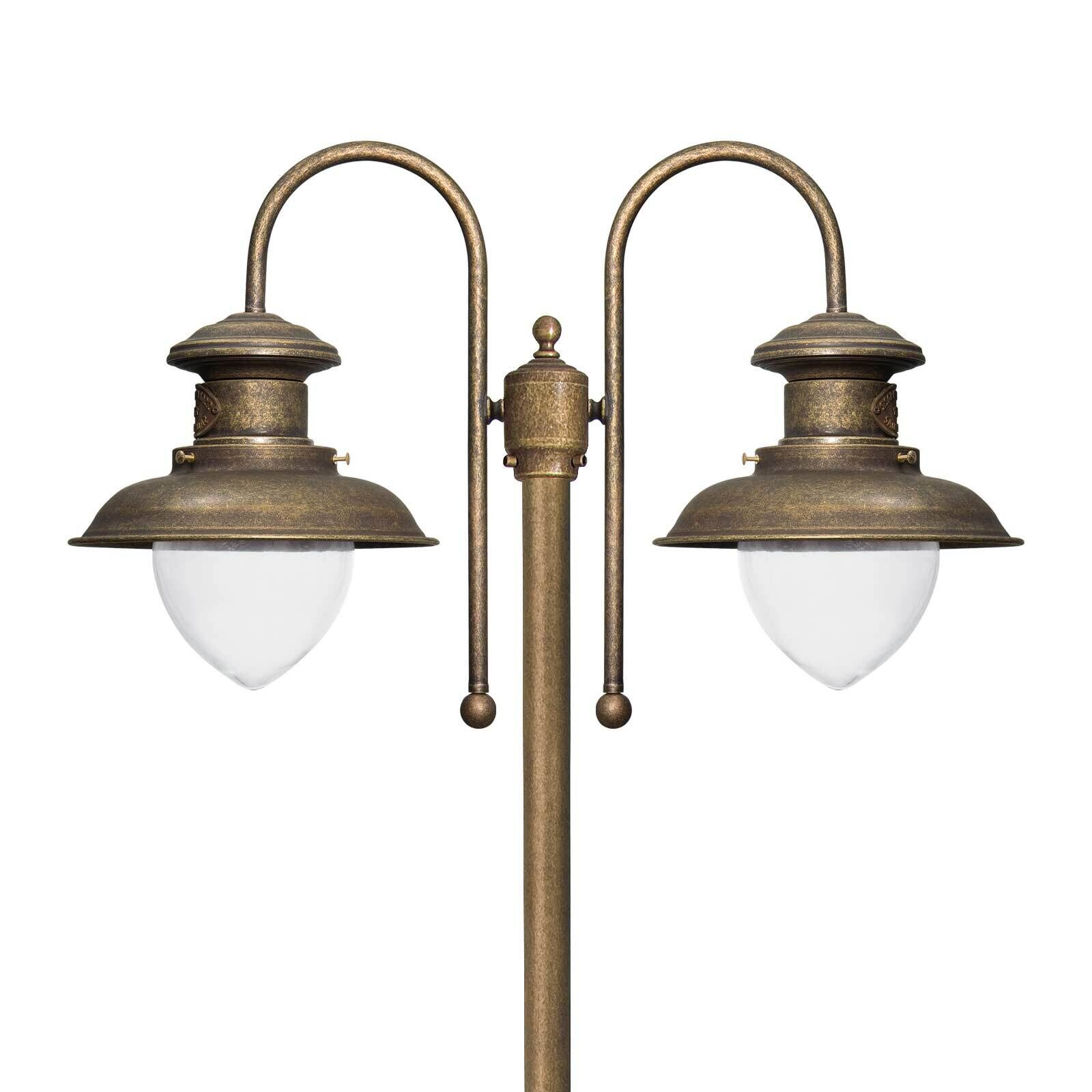 Lampe d'extérieur à 2 flammes 210 cm E27 IP44 laiton Maritim