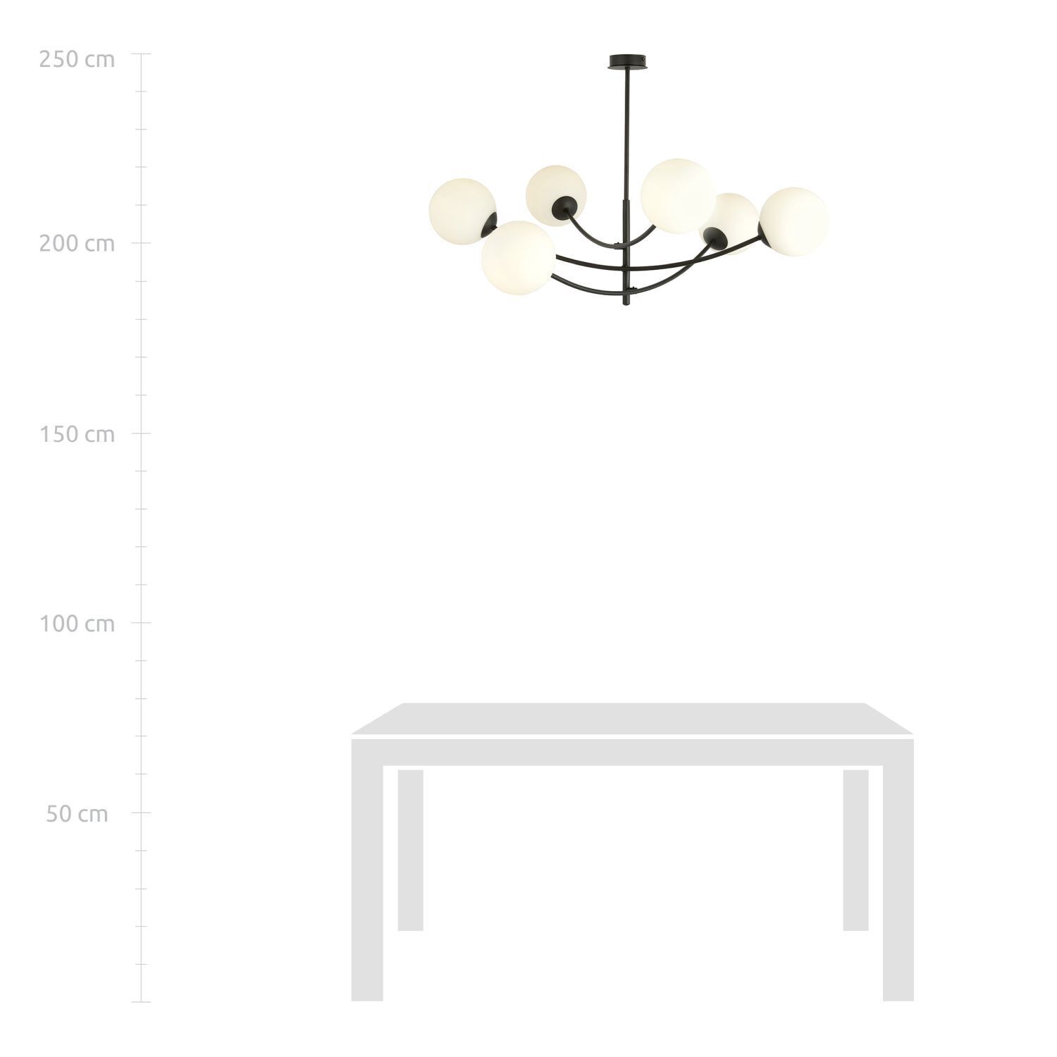 Plafonnier métal verre L : 89 cm 6x E14 orientable