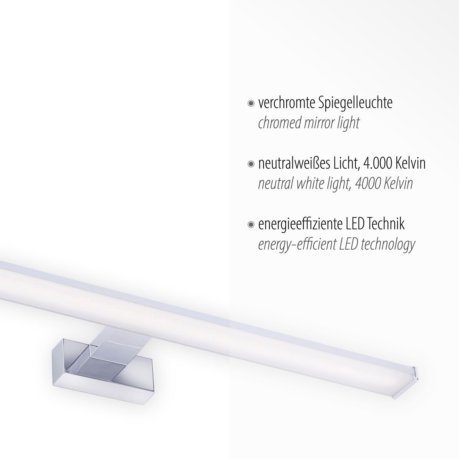 Applique LED en métal chromé 1550 lm blanc neutre 60 cm