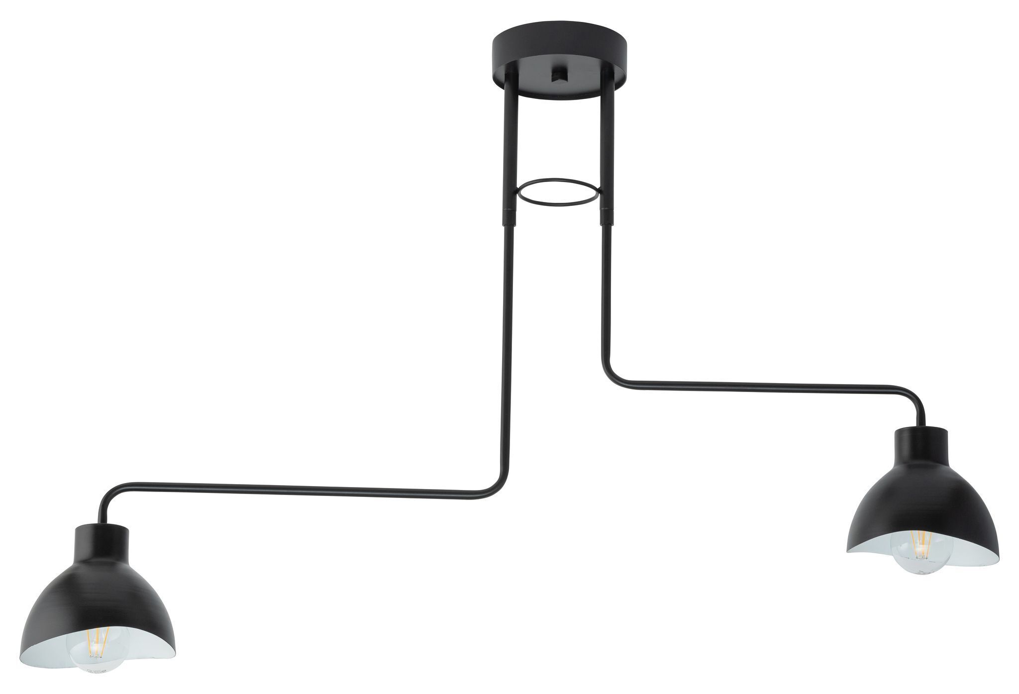 Plafonnier à 2 flammes blanc noir E27 L:93 cm allongé