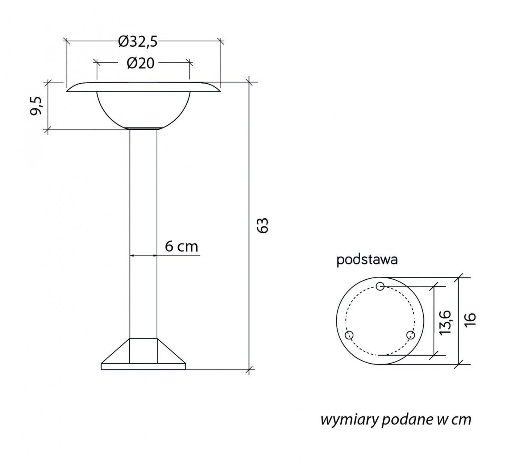 Luminaire d'allée noir E27 IP65 63 cm de haut à faible éblouissement