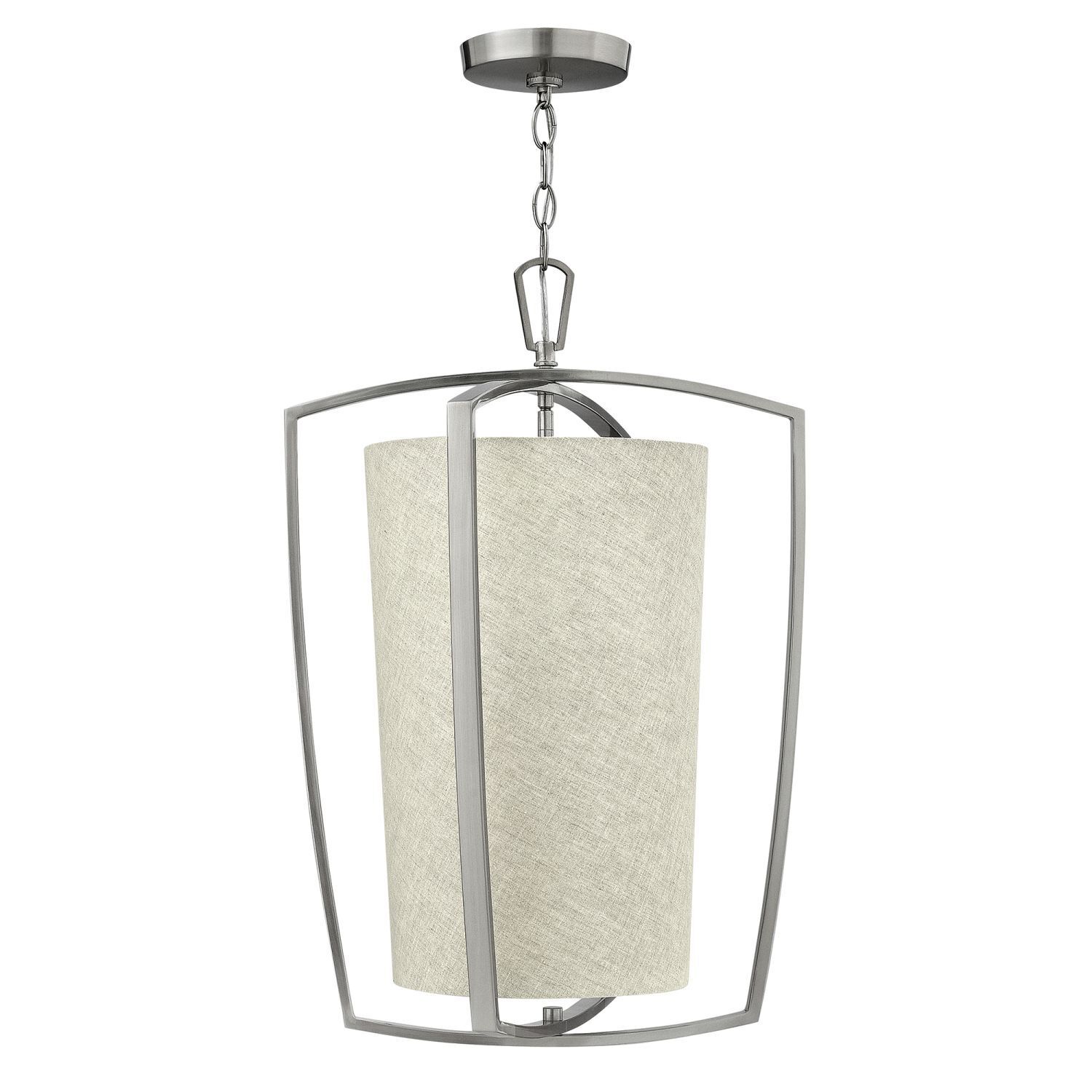Lampe à suspendre tissu métal crème nickel MESINA