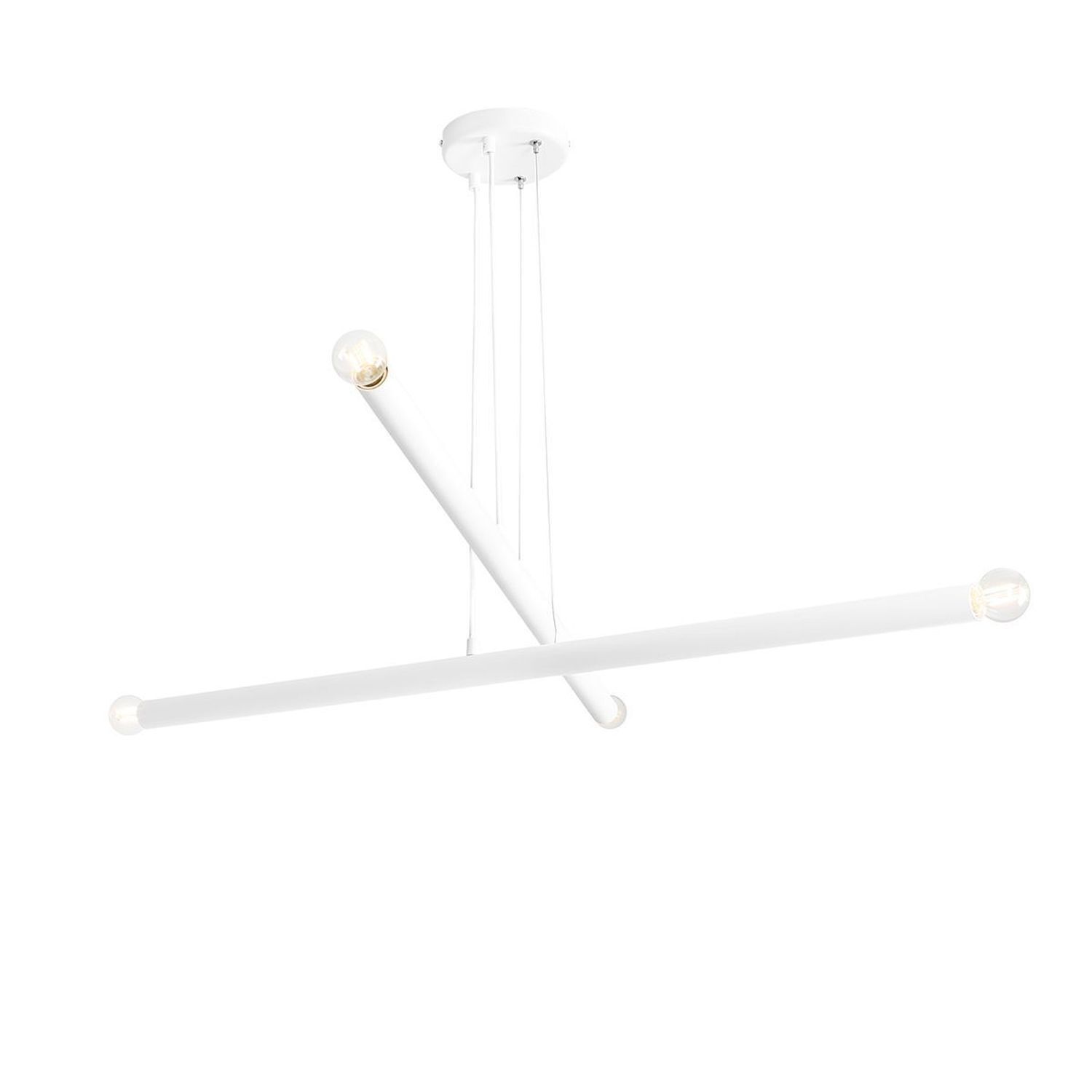 Lampe à suspendre blanche métal rétro L:100 cm E14 4 flammes