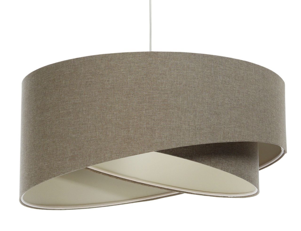 Lampe à suspendre brune E27 ronde D : 45 cm Tissu Abat-jour Boho Lampe