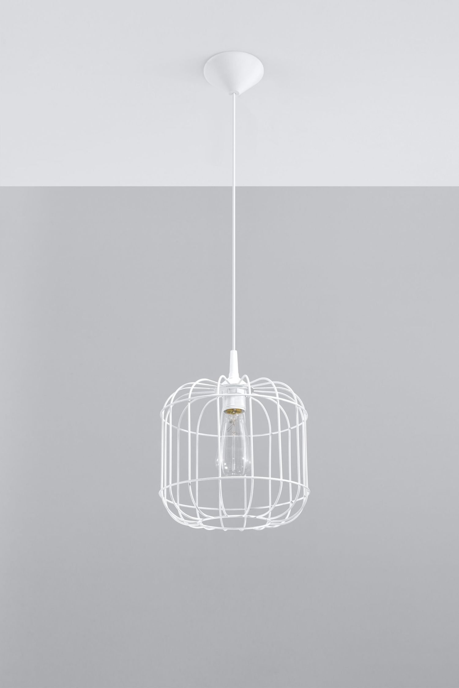 Suspension Blanc Métal Fil Ø 23 cm Rétro E27
