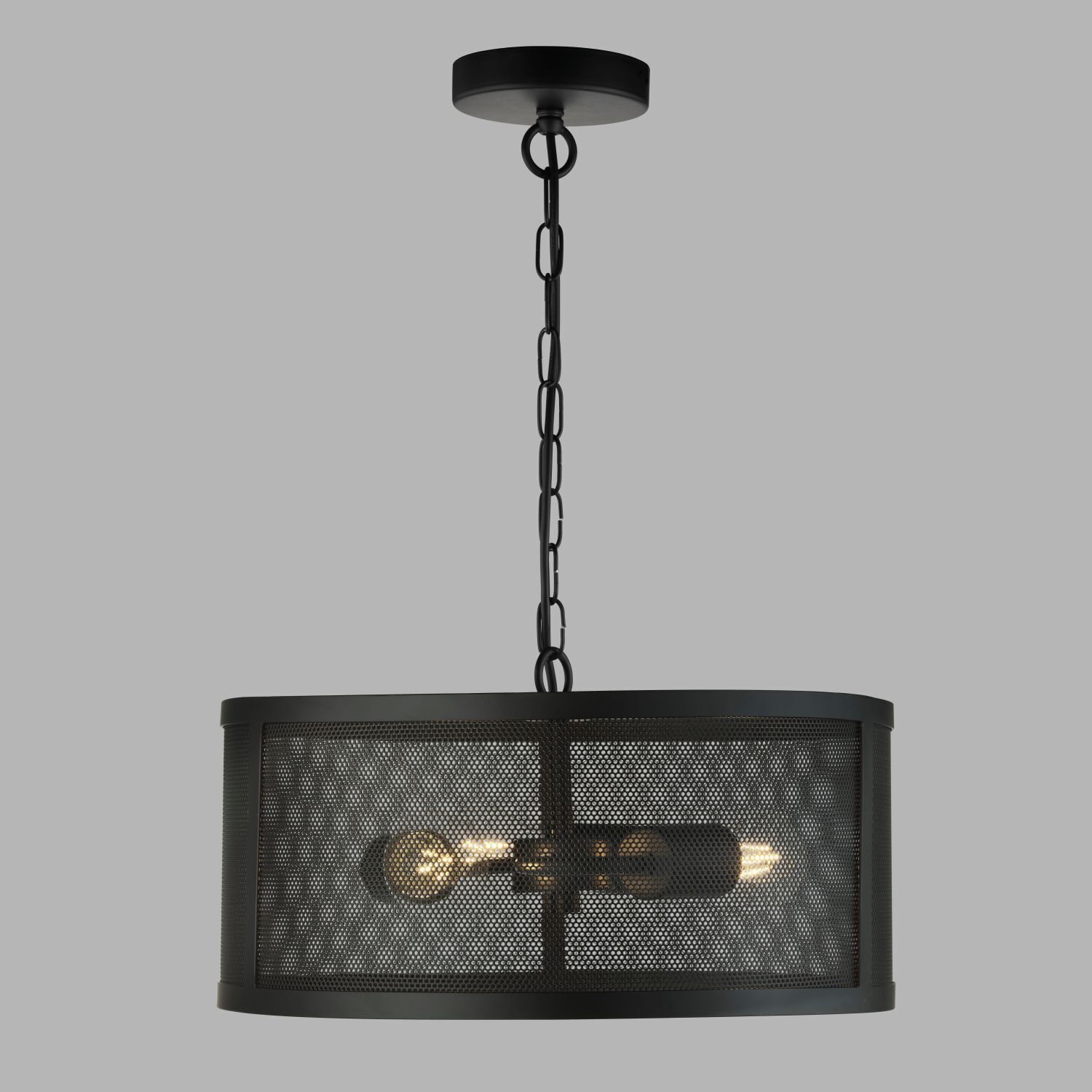 Suspension Noir Ø 45 cm en métal mesh 3x E27 Retro