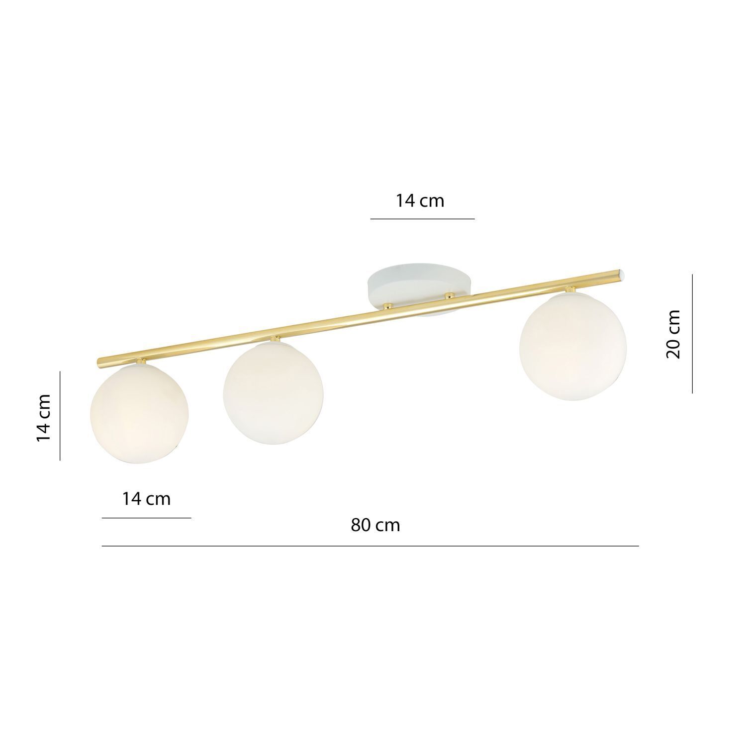 Lampe de plafond blanc or 80 cm verre métal décoratif