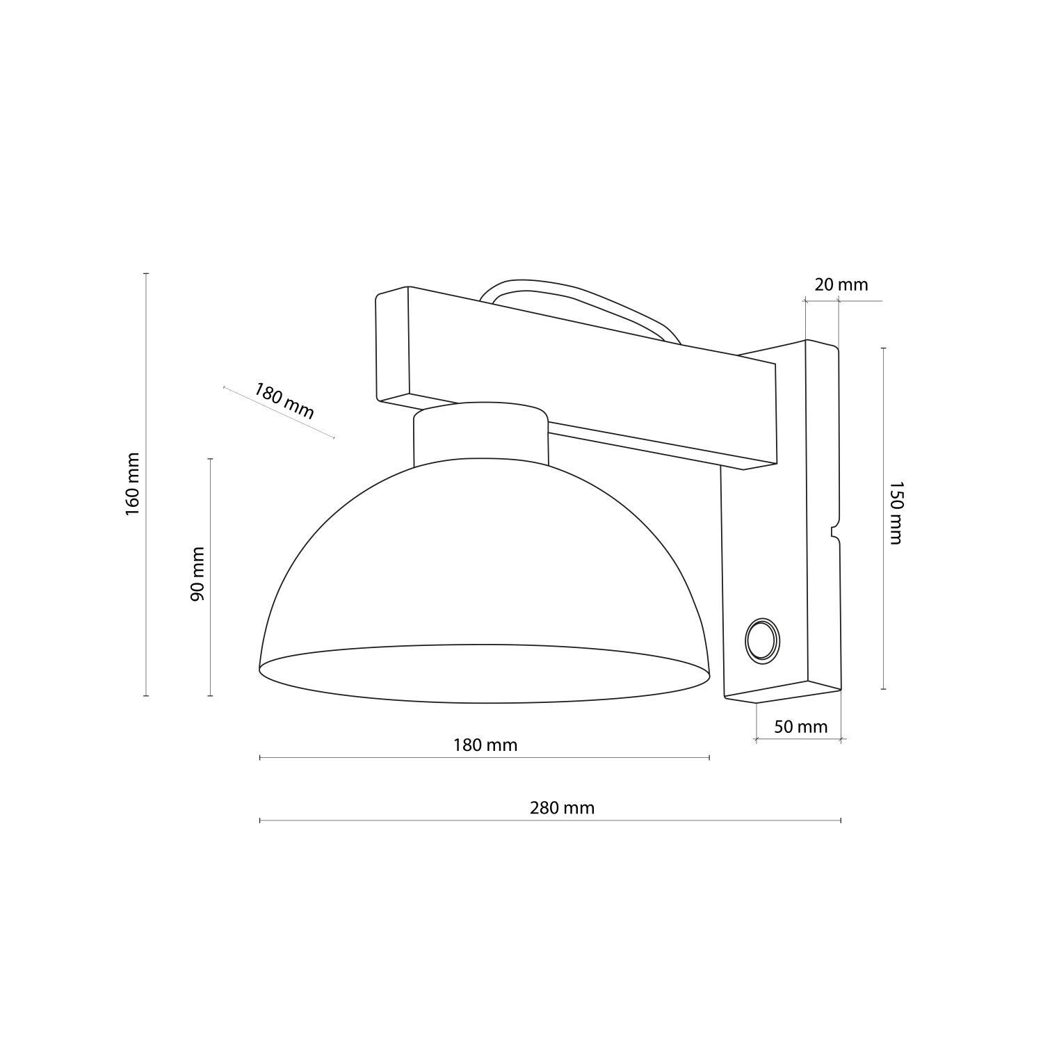 Applique polyvalente avec interrupteur Blanc Métal Bois