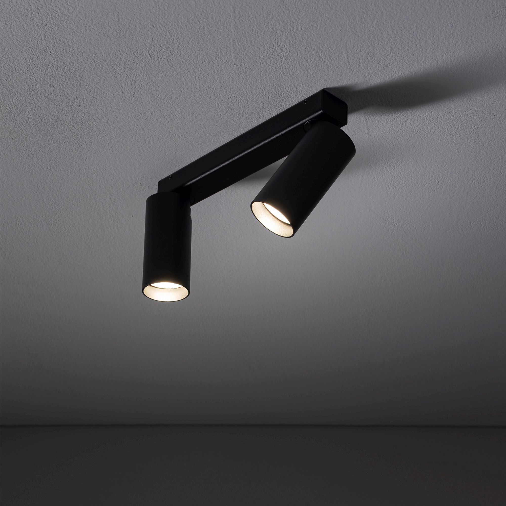 Deckenleuchte, Spotlight, Zweiflammig, Schwarz, LED