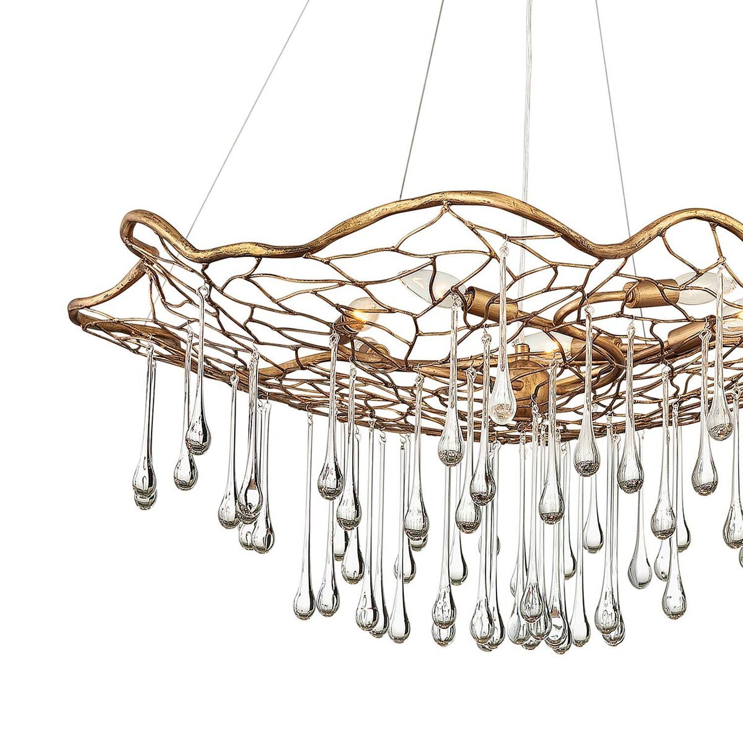 Lampe à suspendre métal cristal 91,4 cm de large H : max. 336,6 cm
