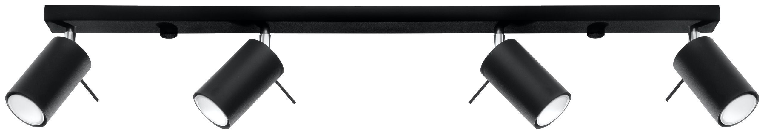 Projecteur de plafond 4 flammes GU10 80 cm de long noir métal