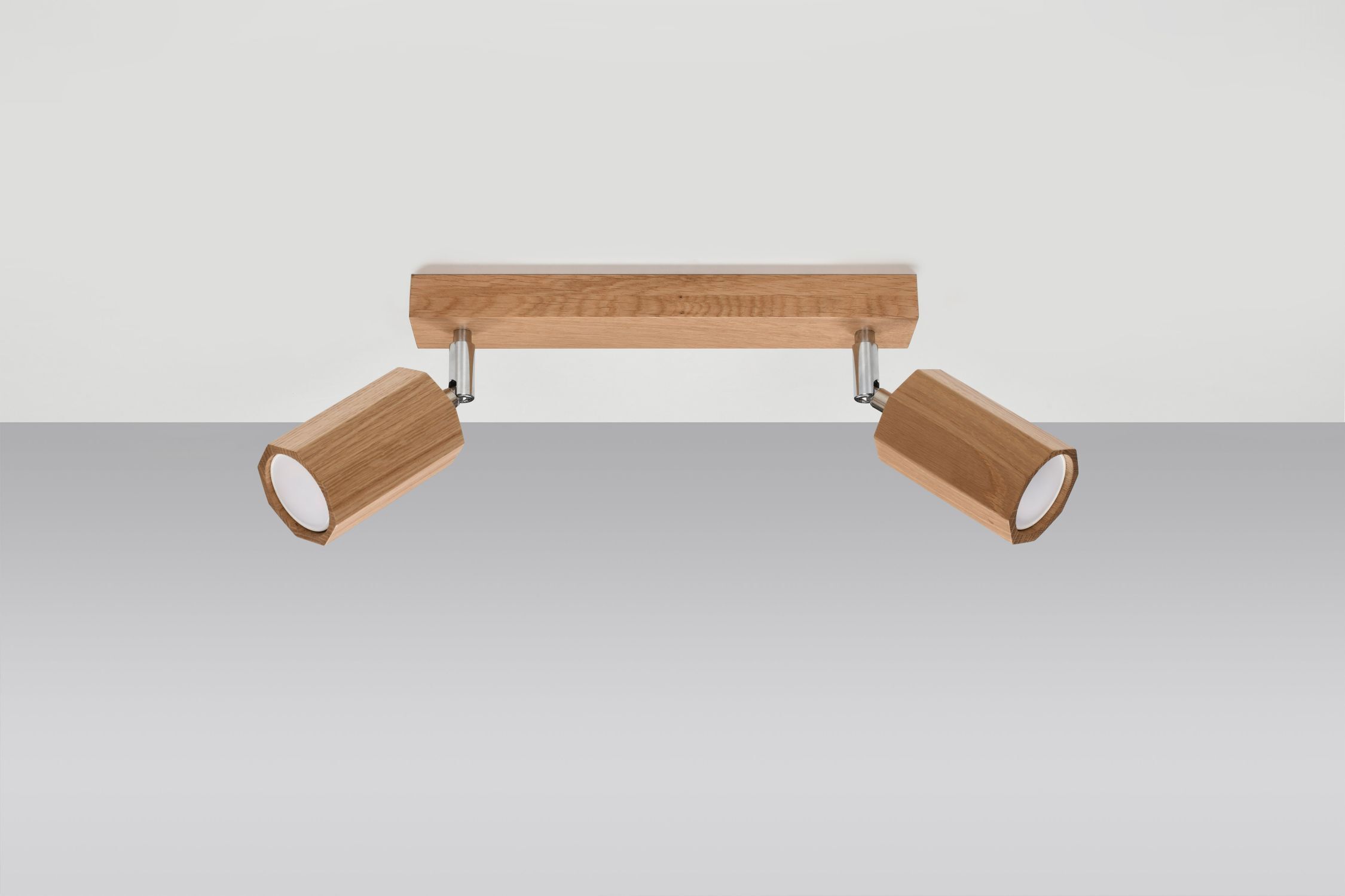 Plafonnier bois allongé 30 cm 2 flammes GU10 Moderne