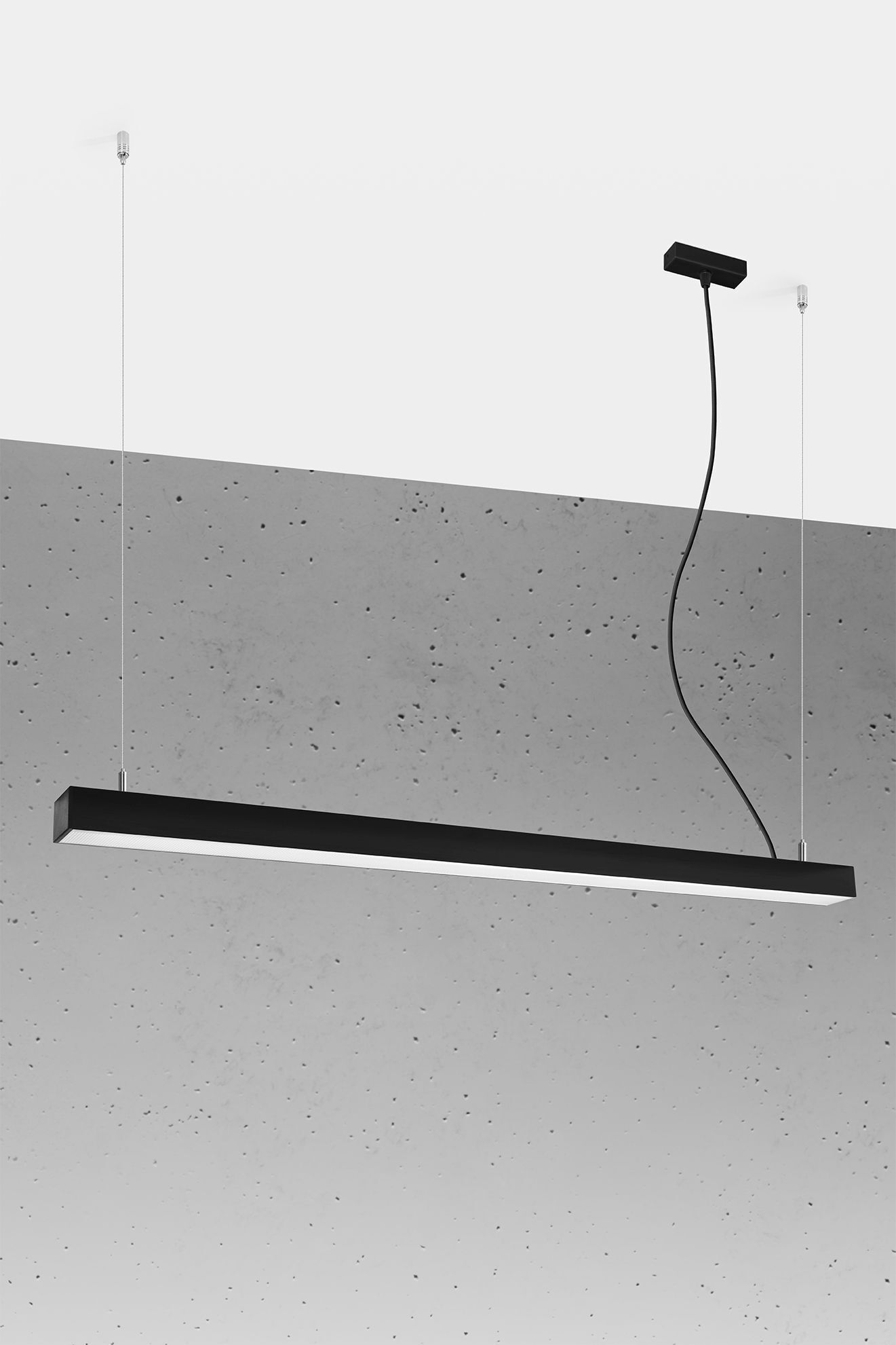 Lampe LED à suspendre noire 118 cm 3000 K métal étroit