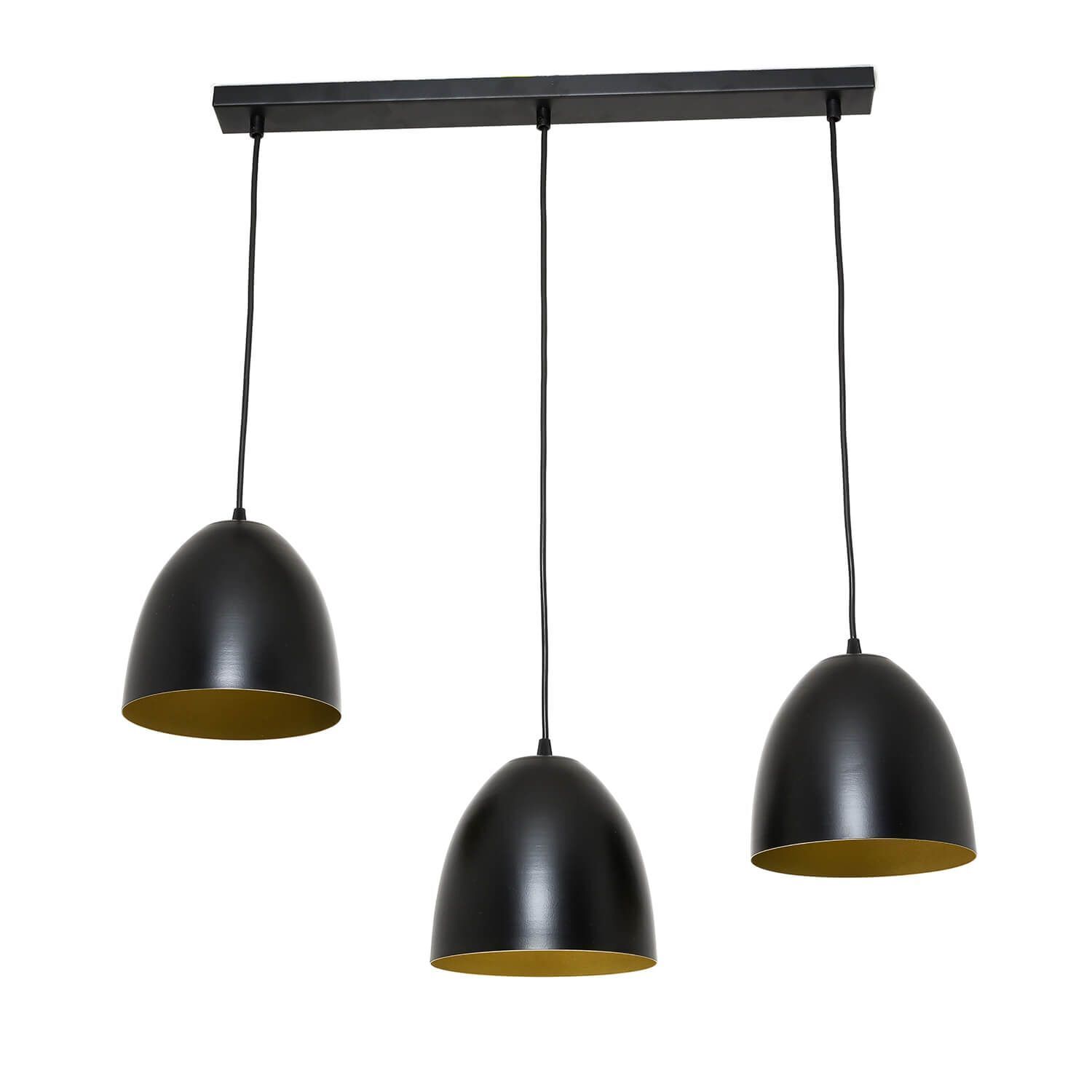 Suspension noir or 3 flammes E27 orientable