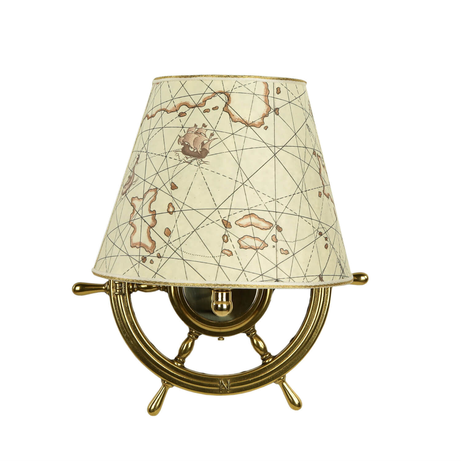 Lampe murale maritime laiton barre à roue VELIERO