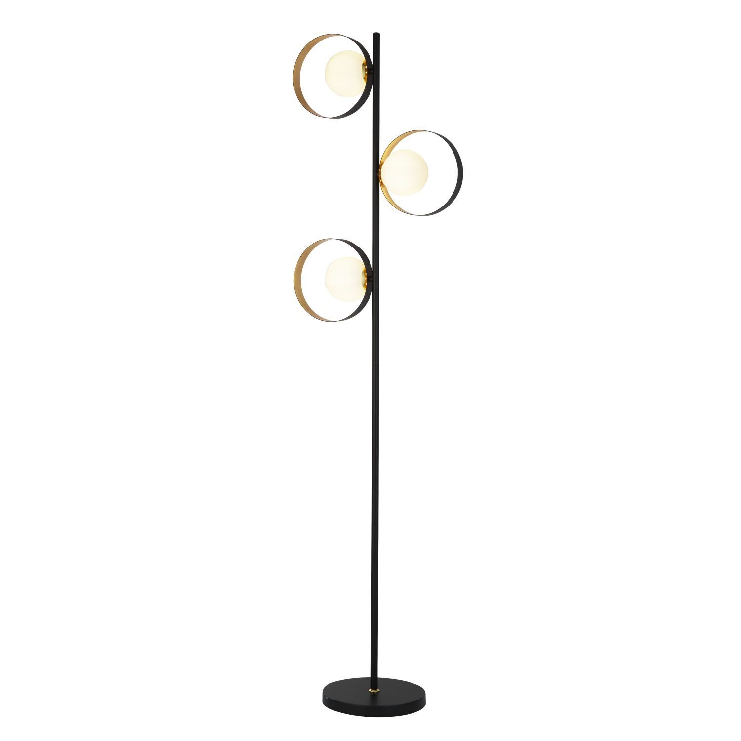 Lampadaire 3 flammes 149 cm métal noir or G9