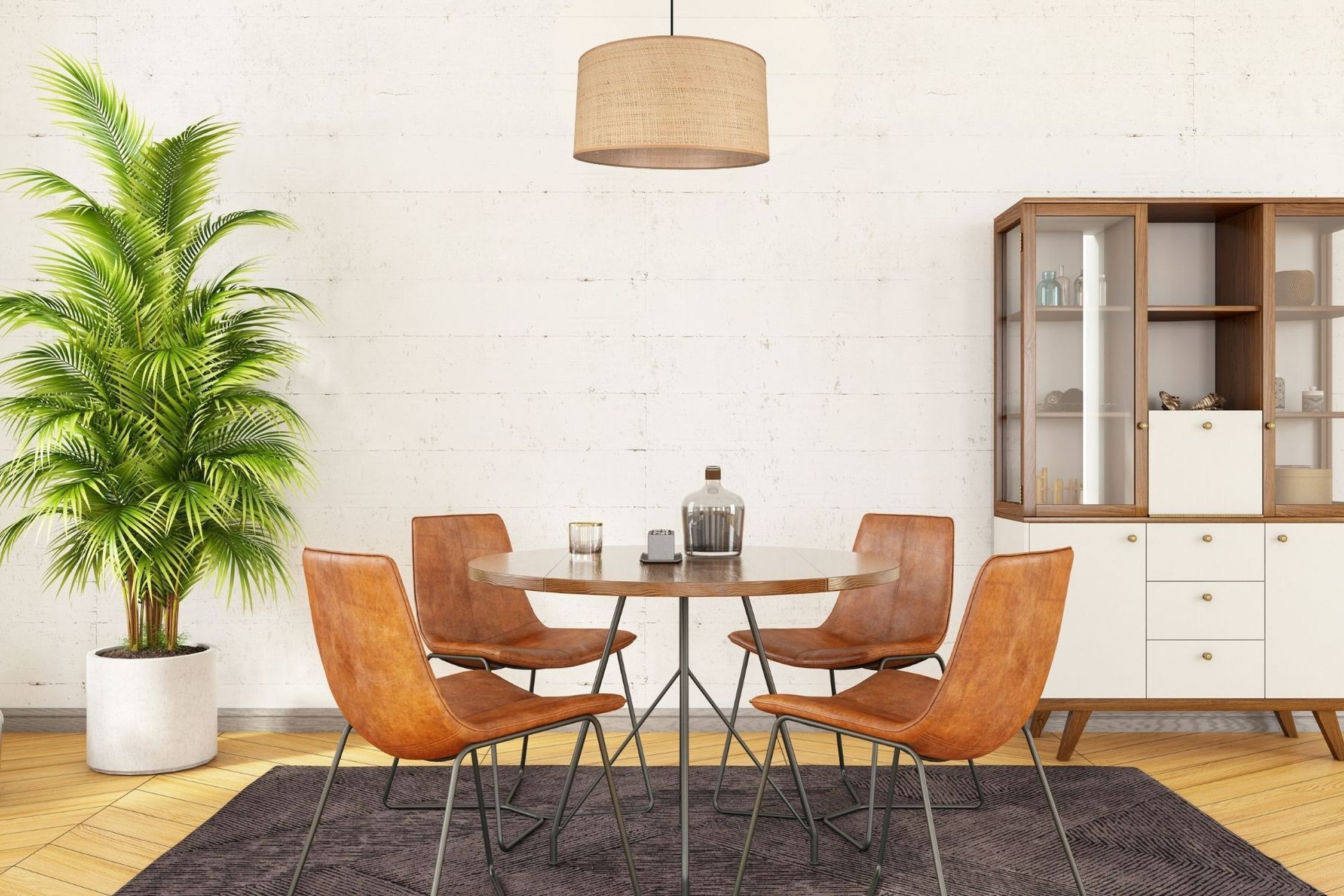 Blendarme Lampe suspendue rotin brun E27 Ø40 cm Moderne Speisesaal, Esstisch, Tisch, Pflanze, Innenarchitektur