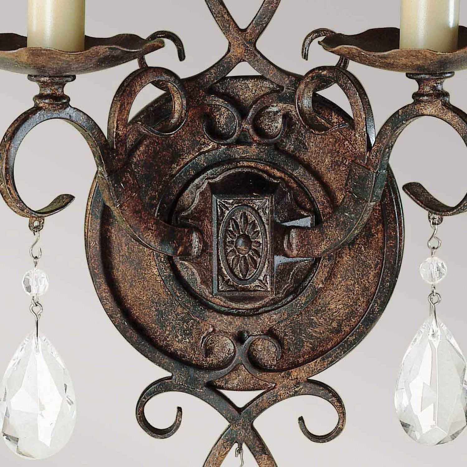 Applique en métal cristal 2x E14 H : 29,8 cm en bronze antique