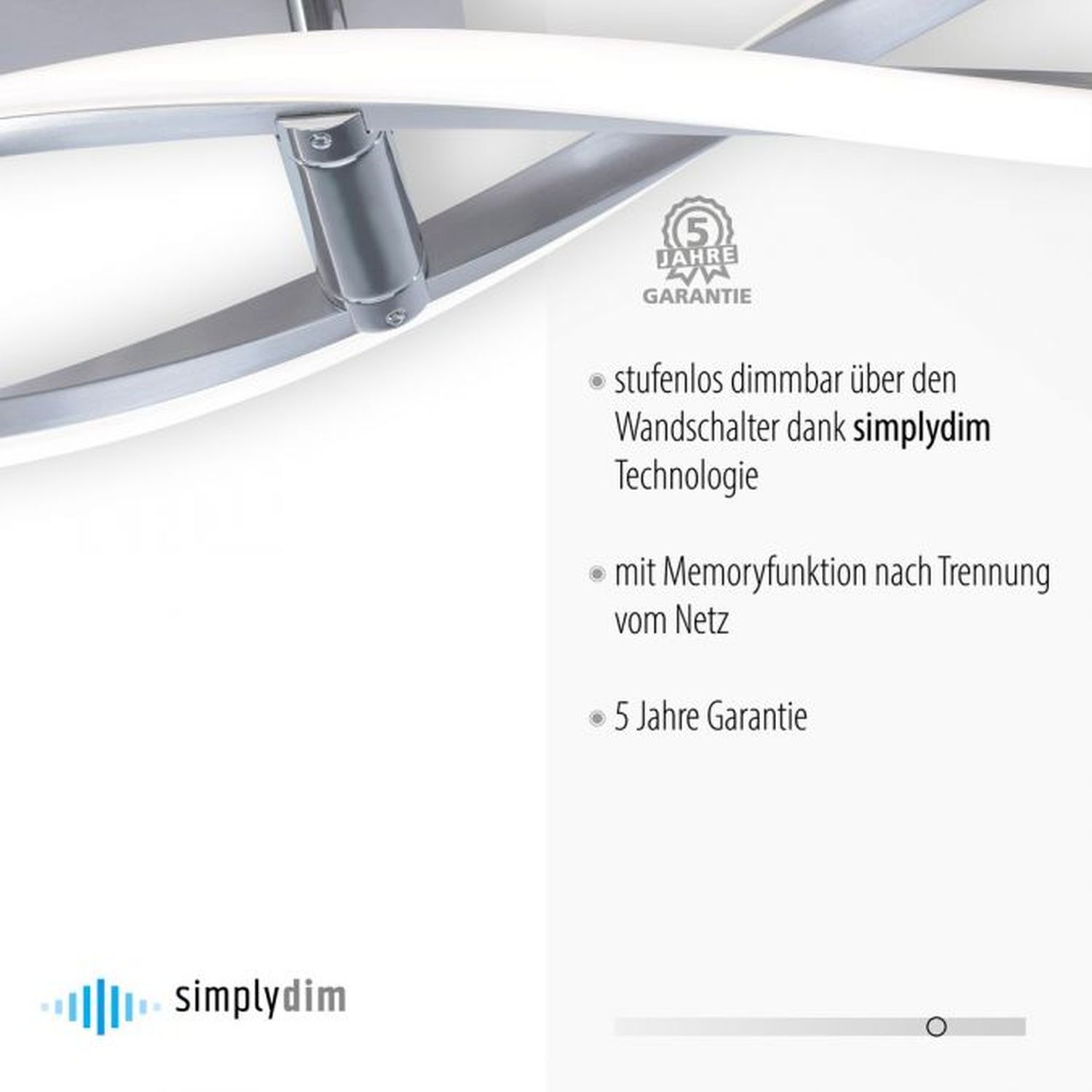 Lampe de plafonnier LED à intensité variable en acier 110 cm 3000 K vagues