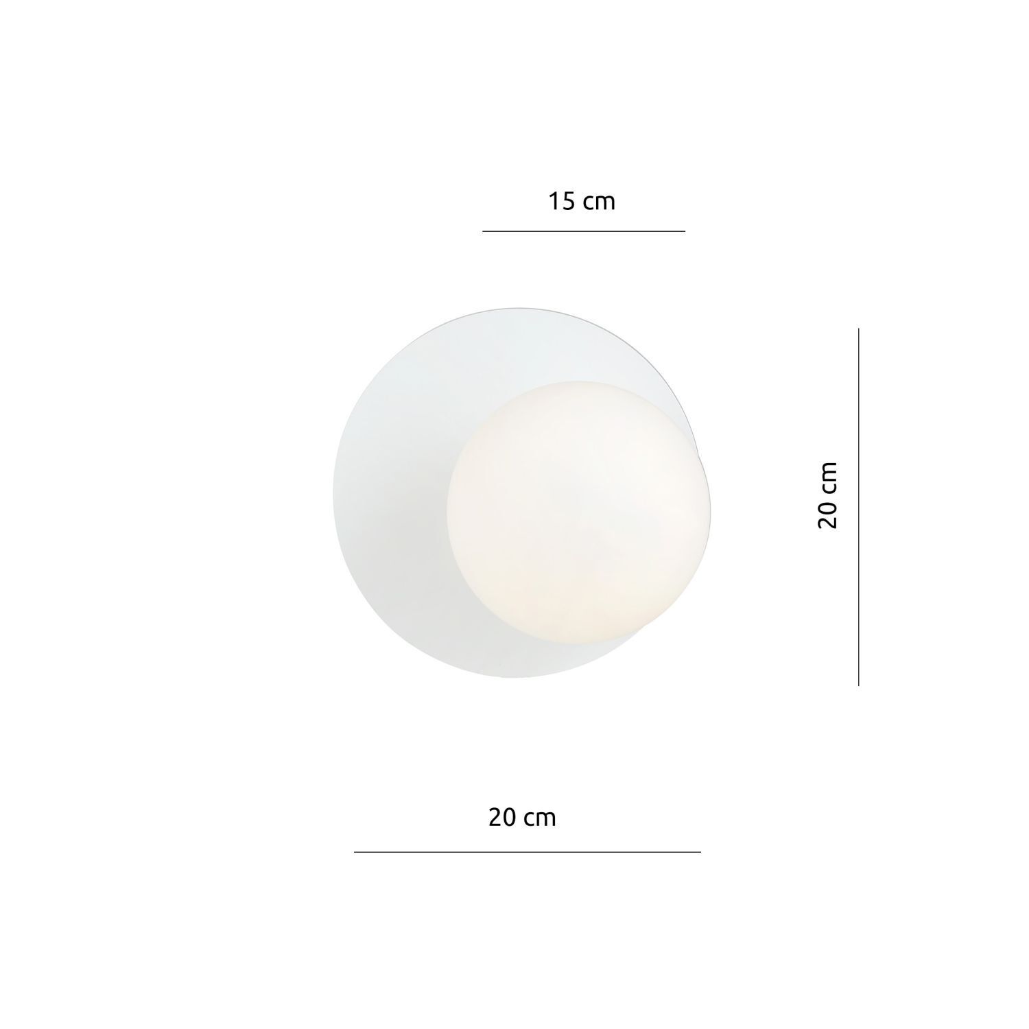 Applique verre métal blanc Ø 20 cm rond sphère abat-jour E14