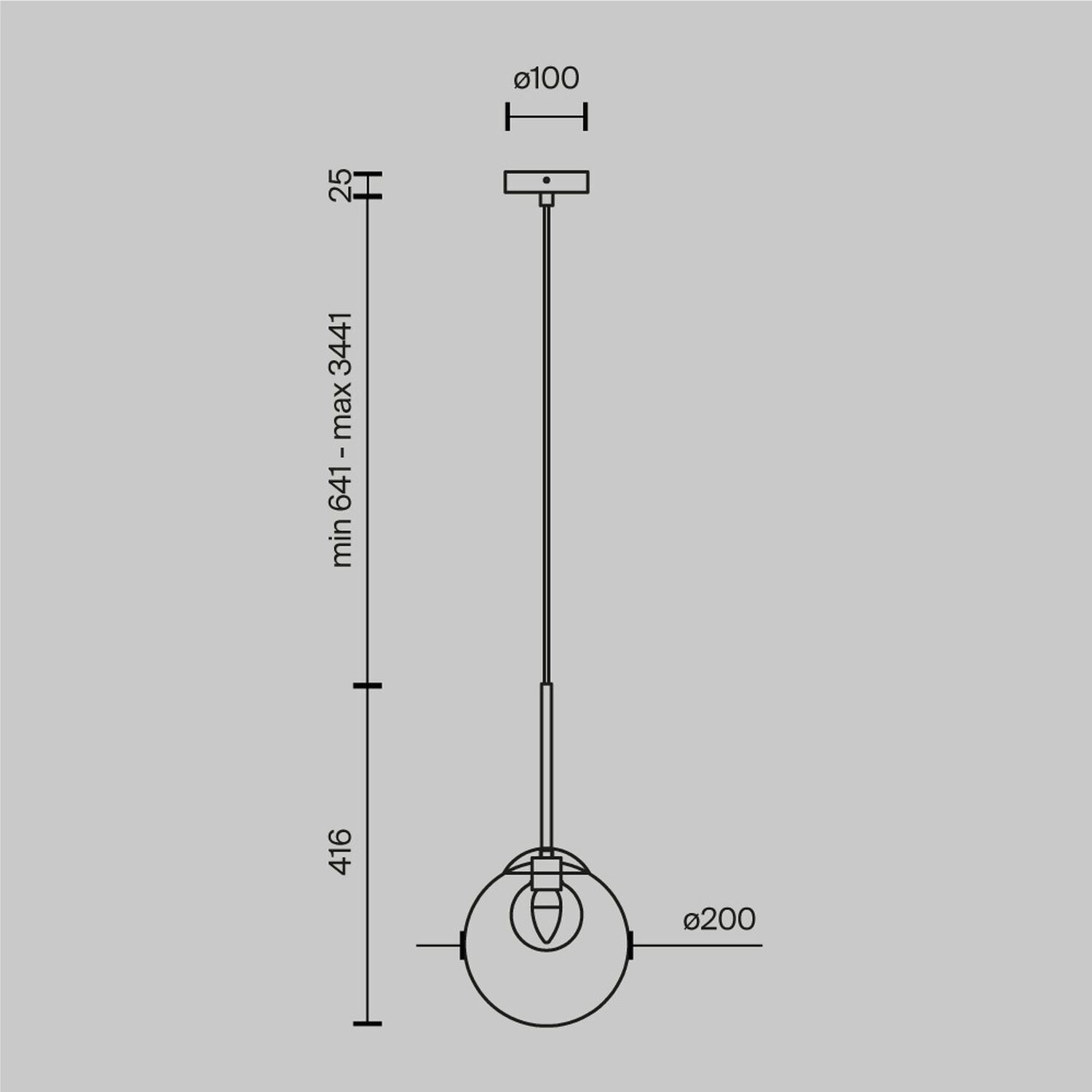 Lampe à suspendre métal verre Ø 20 cm H : max. 344,1 cm G9