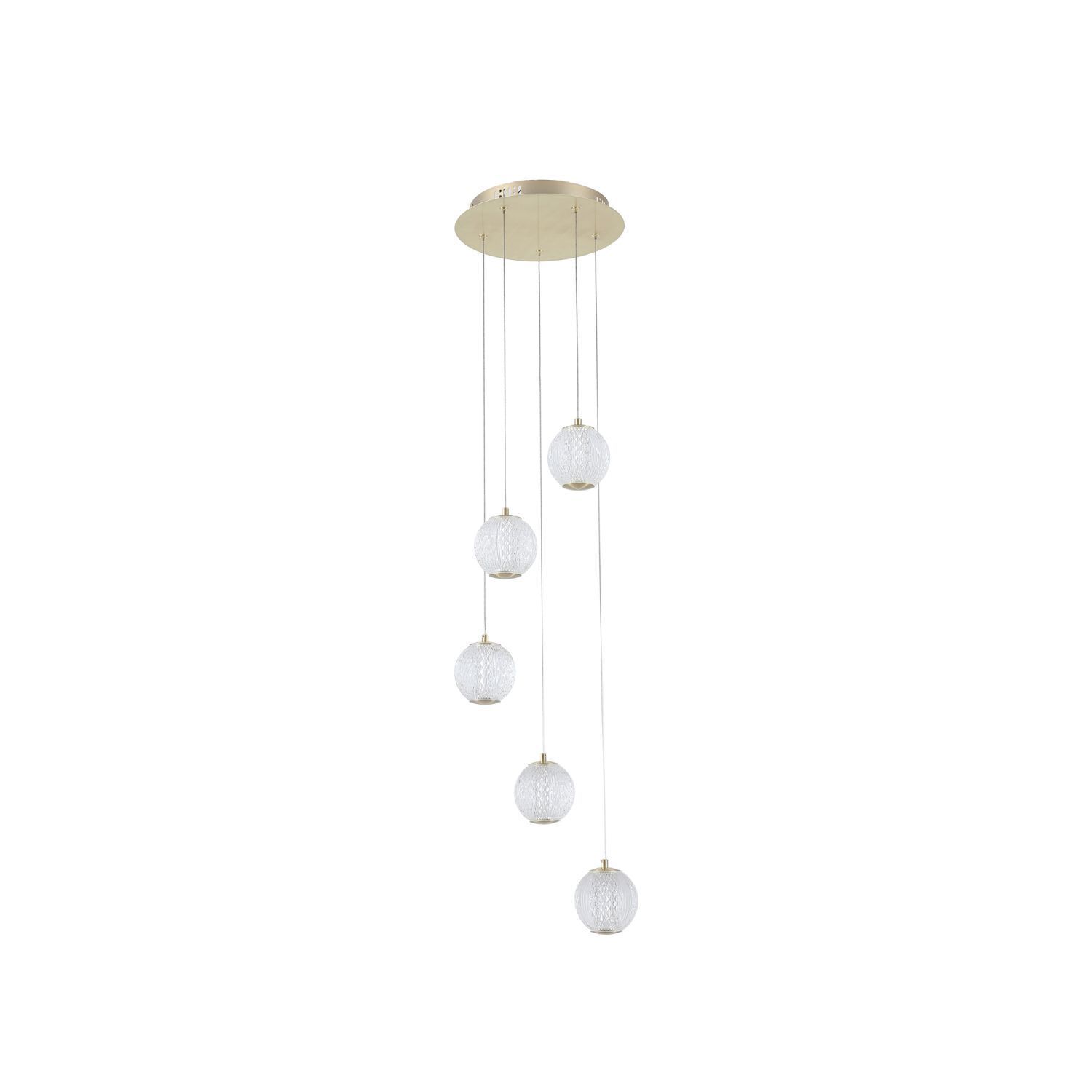Suspension LED métal 21 W Ø30 cm 5-flmg en laiton