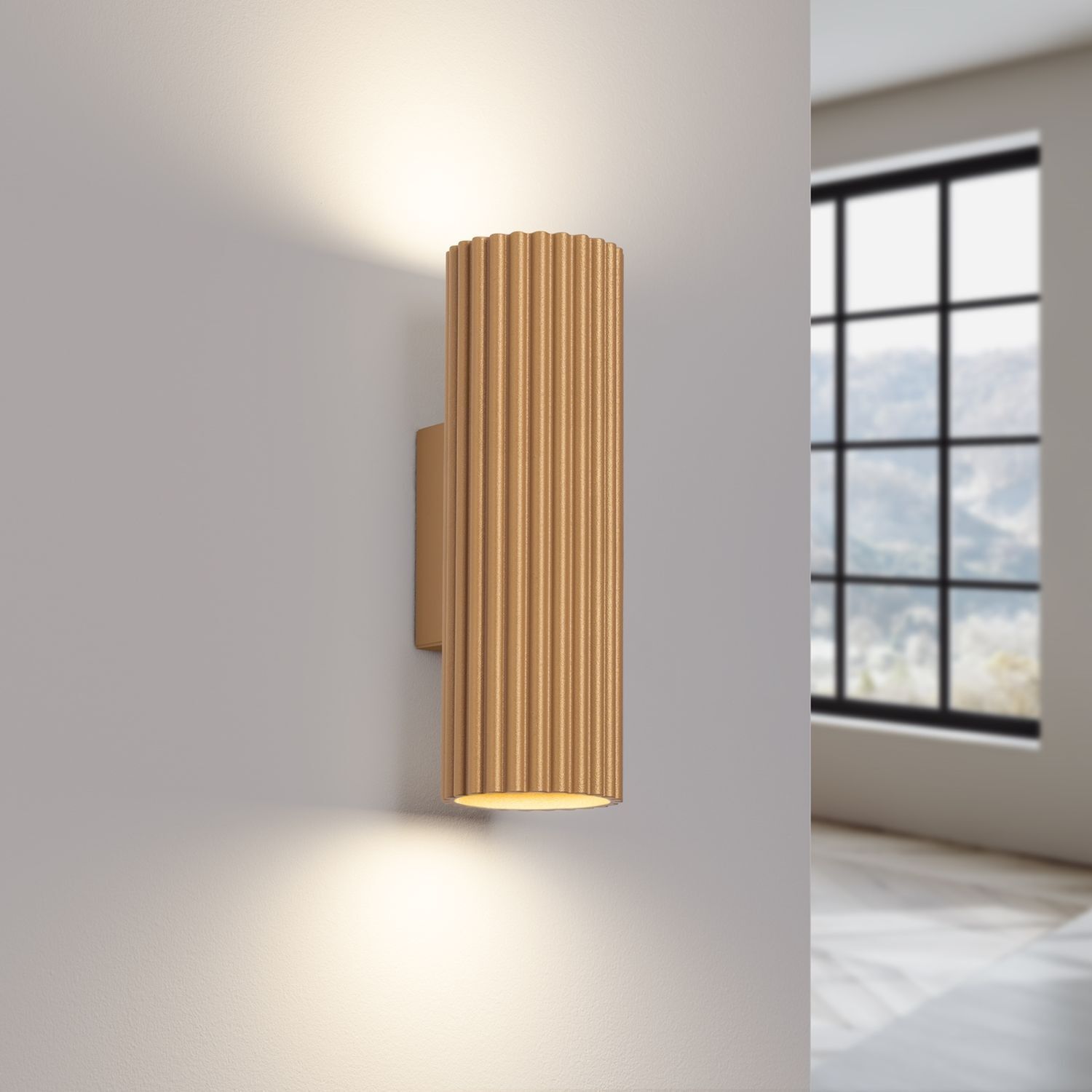 Applique murale Up Down H : 20 cm en or GU10 2 flammes aluminium Drinnen, Innenarchitektur, Lampe