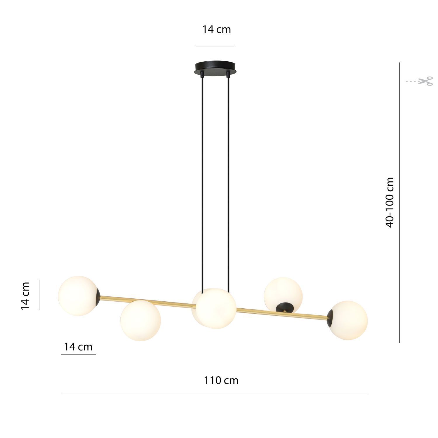 Lampe à suspendre métal verre abat-jour sphérique E14 décoratif