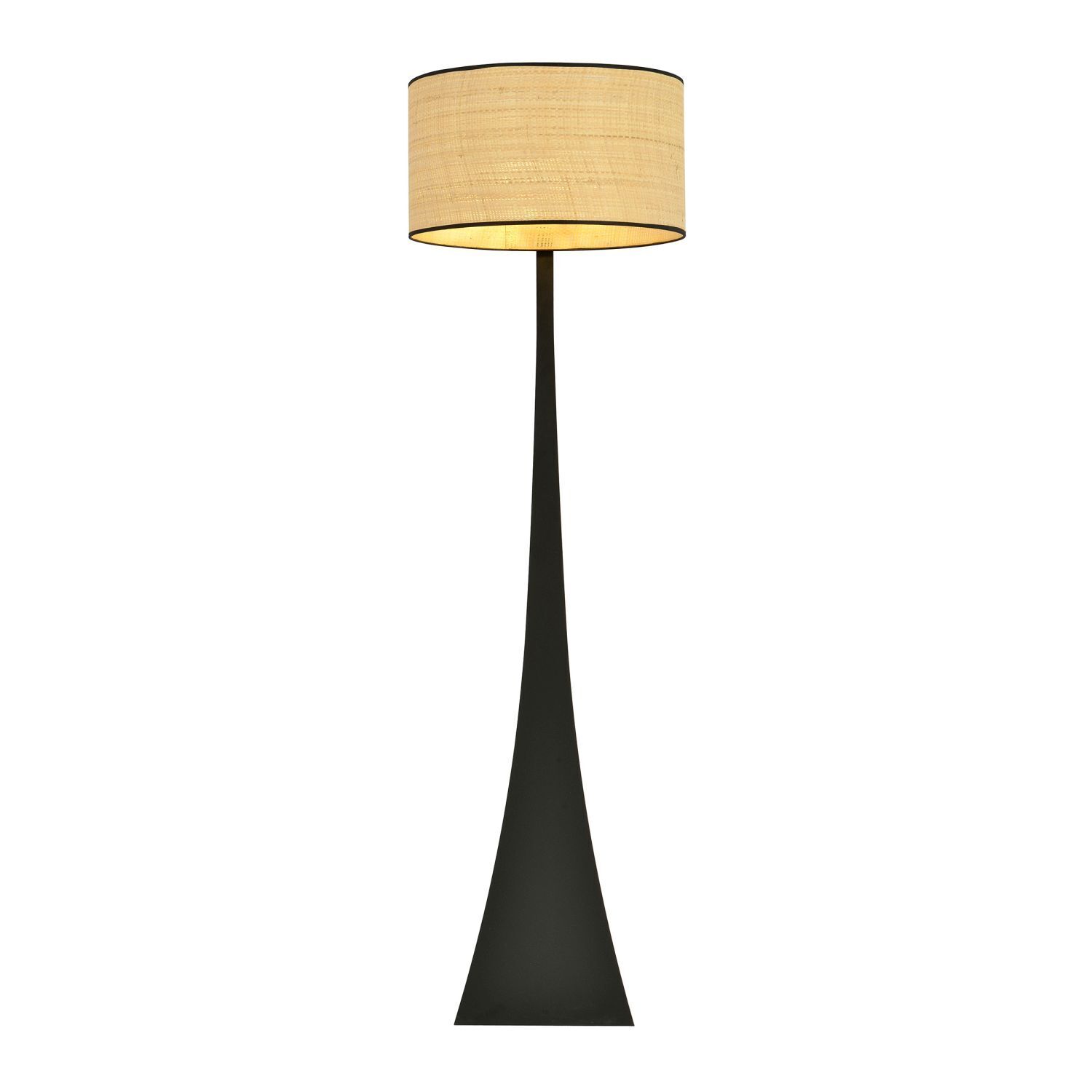 Lampadaire en métal rotin 157 cm Moderne en noir naturel E27
