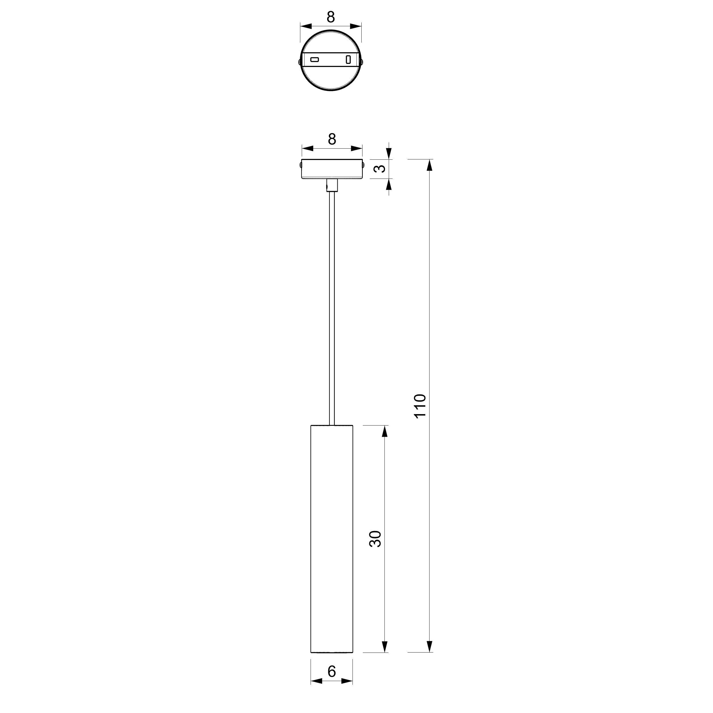 Suspension Noir Métal Cylindre GU10 étroit