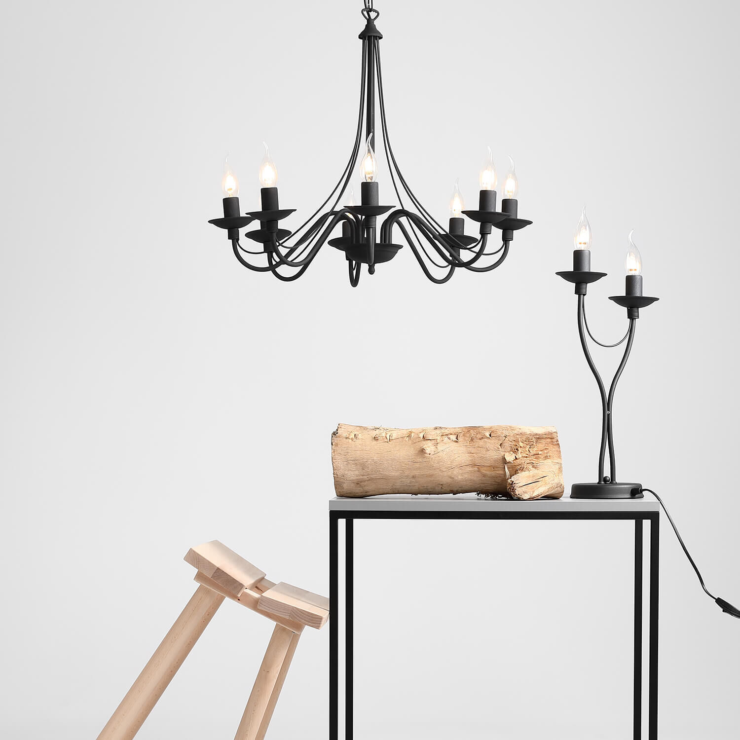 Kronleuchter Metall Schwarz Rustikal E14 Esszimmer Leuchter, Lampe