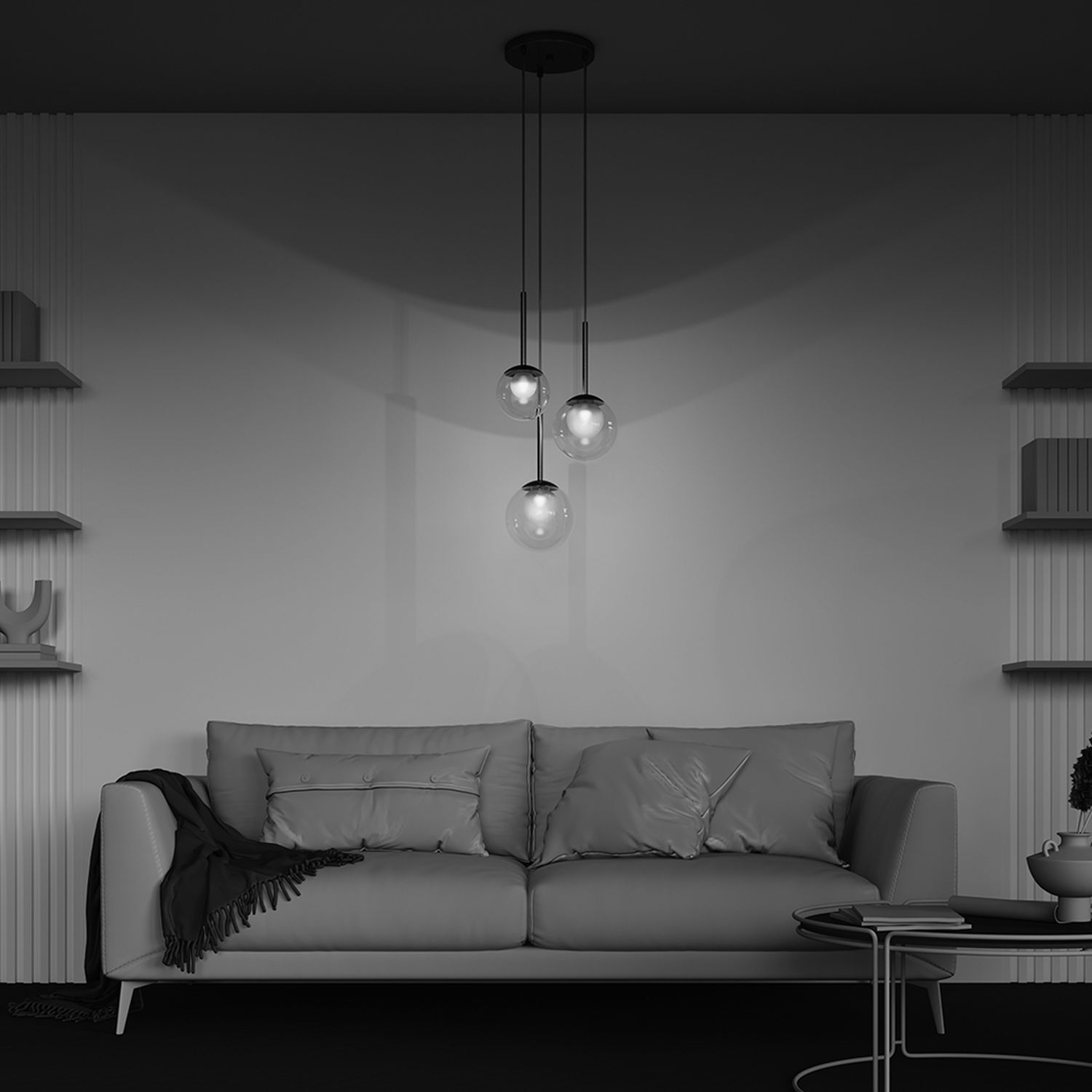 Lampe à suspendre métal verre G9 ronde D : 40 cm en or CORA