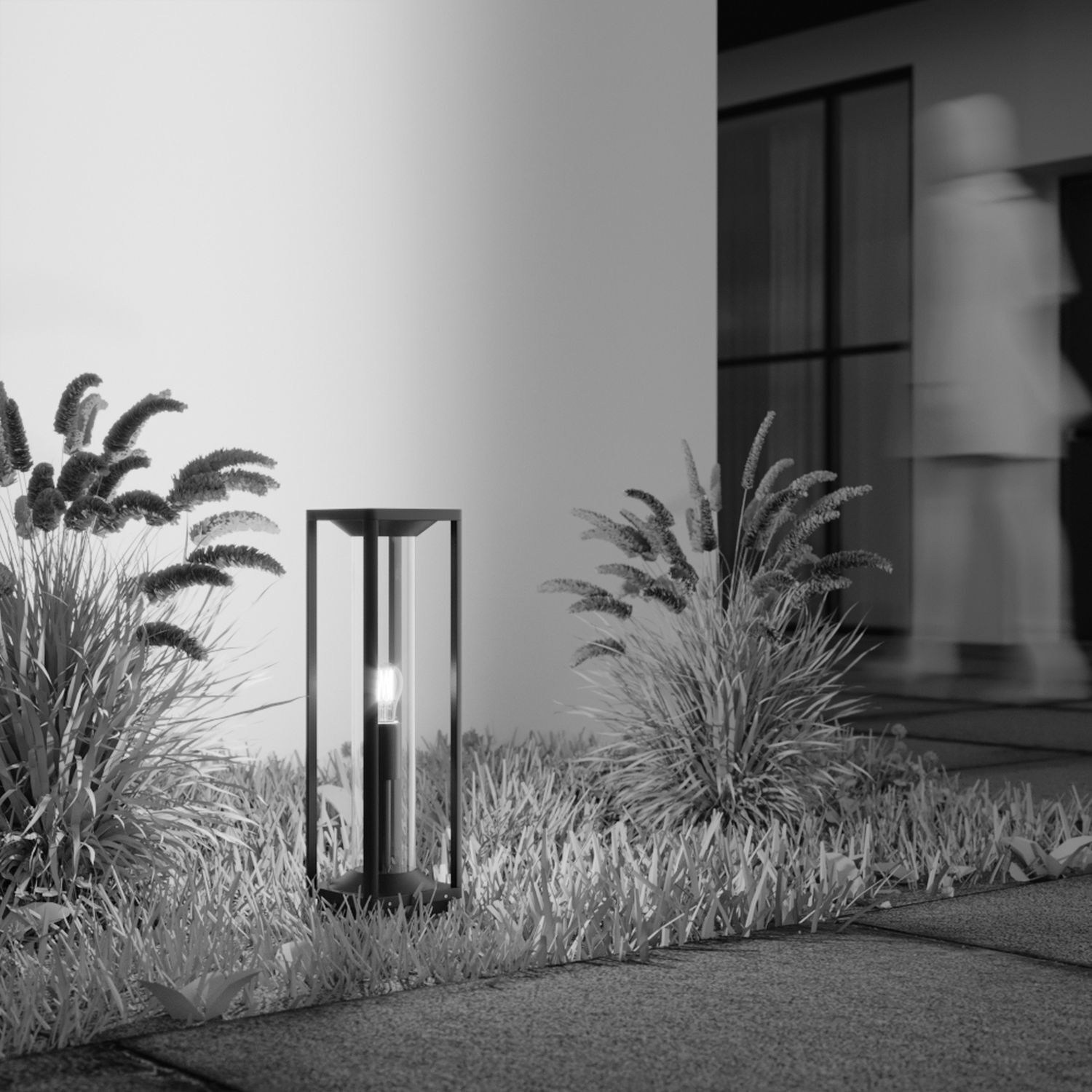 Borne d'éclairage aluminium hauteur 50 cm IP54 graphite E27 Pflanze, Schilf
