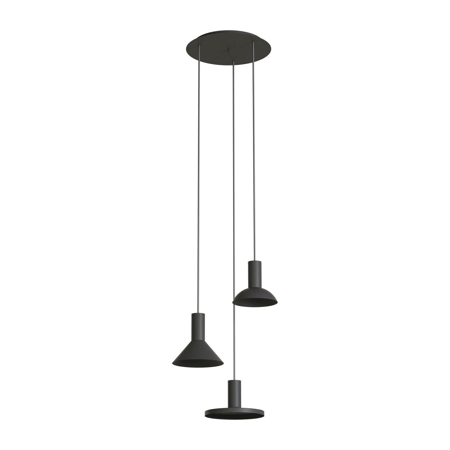 Suspension noir 3 flammes GU10 métal orientable