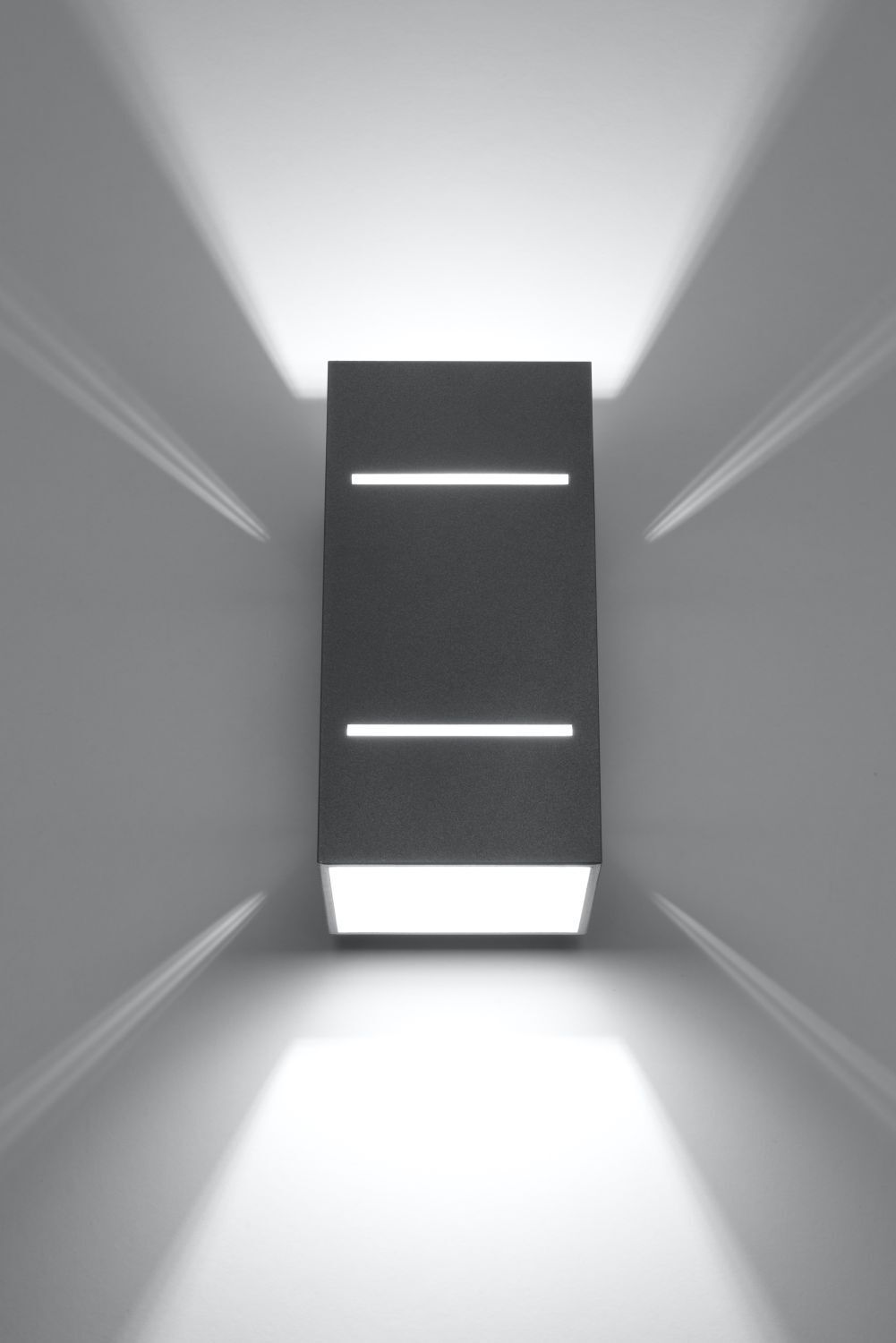 Applique grise aluminium carrée H:20cm Up Down Moderne