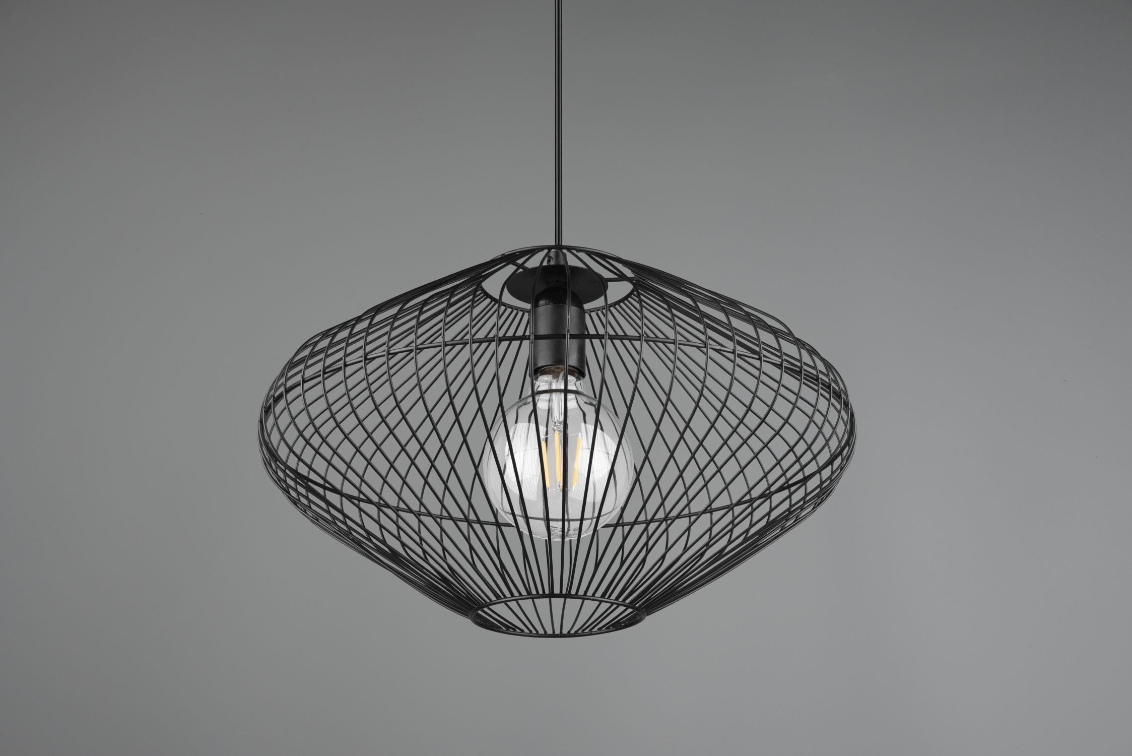 Lampe à suspendre noire Abat-jour filaire Métal E27 Ø38 cm Rétro