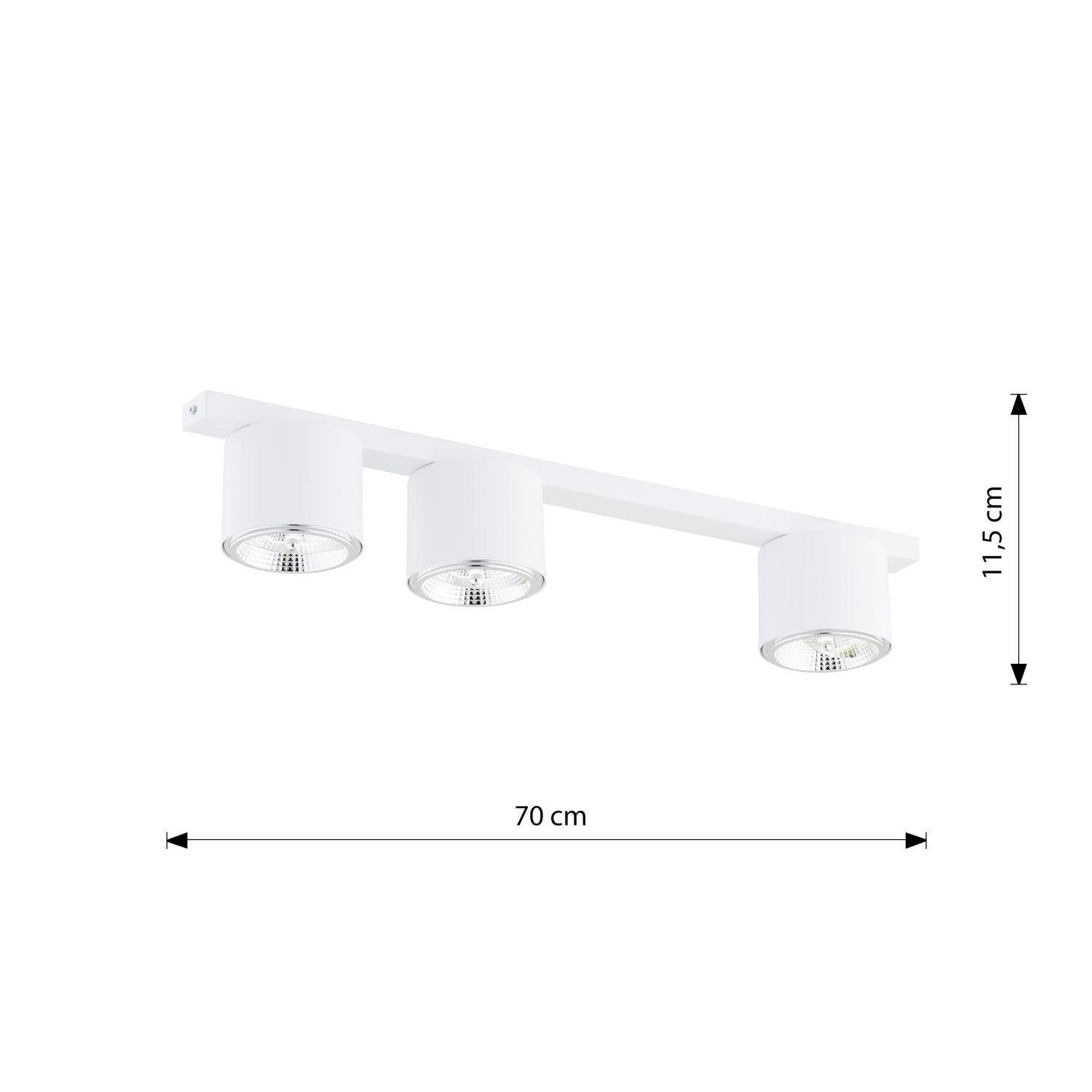 Plafonnier blanc 70 cm de long Métal 3-flamme GU10 AR111