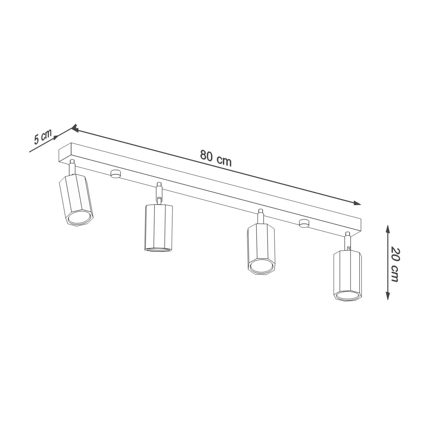 Plafonnier bois 80 cm de long 4-flamme orientable GU10