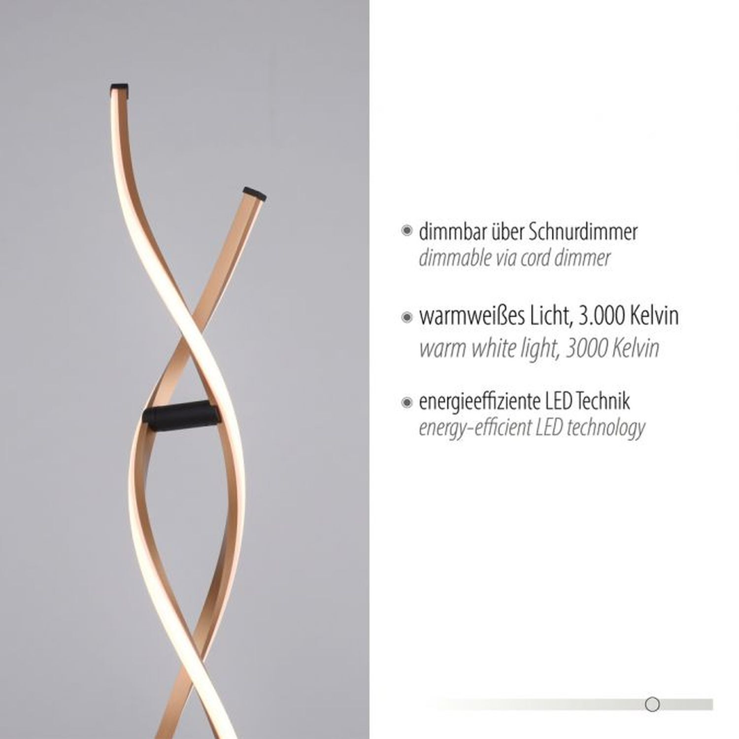 Lampadaire LED à intensité variable Métal H:134 cm 3000 K 3128 lm