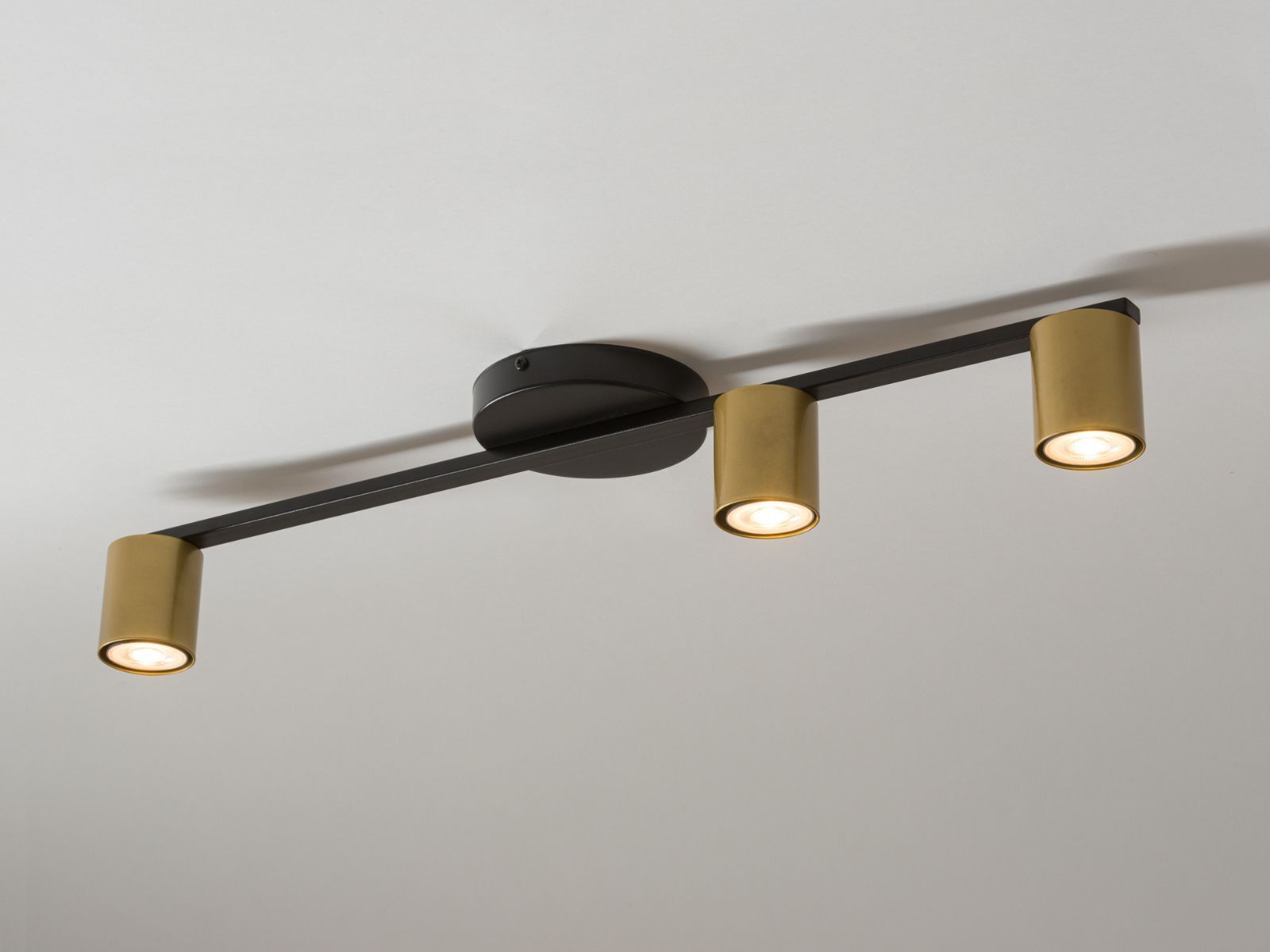Plafonnier Noir Or GU10 Métal Cylindre élégant