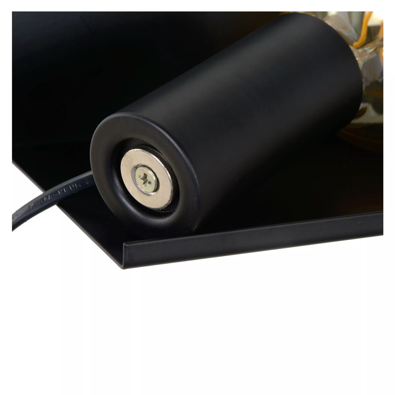 Schwarze Wandlampe E27 Metall L:35 cm E27 Kabel Stecker