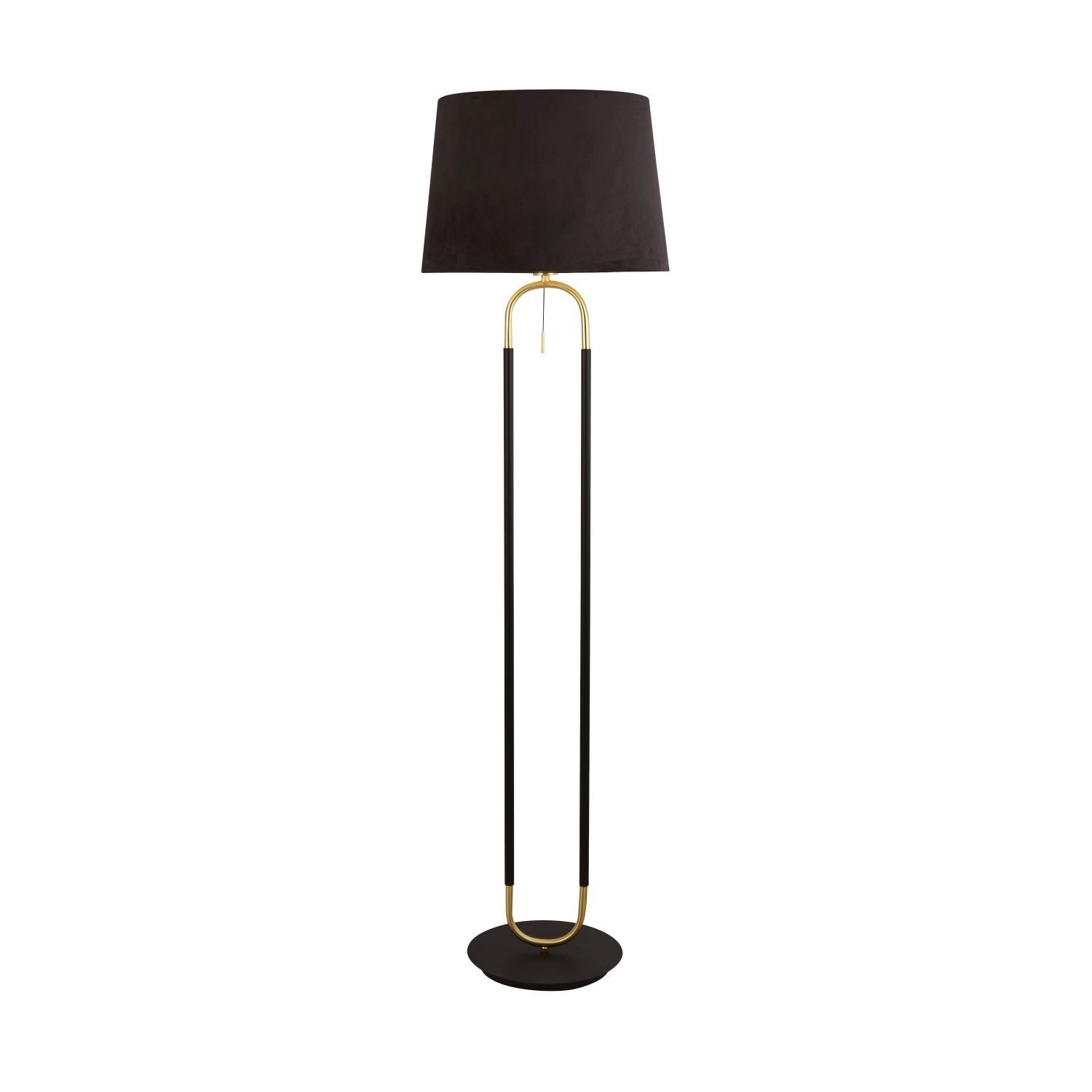 Lampadaire Tissu Métal 161 cm E27 en noir laiton