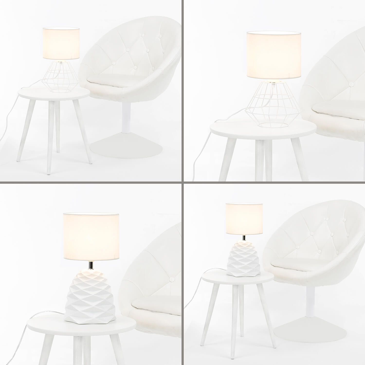 Tissu Abat-jour Blanc pour lampe de table Ø20cm BAHATI Lampe, Tischlampe, Mobiliar