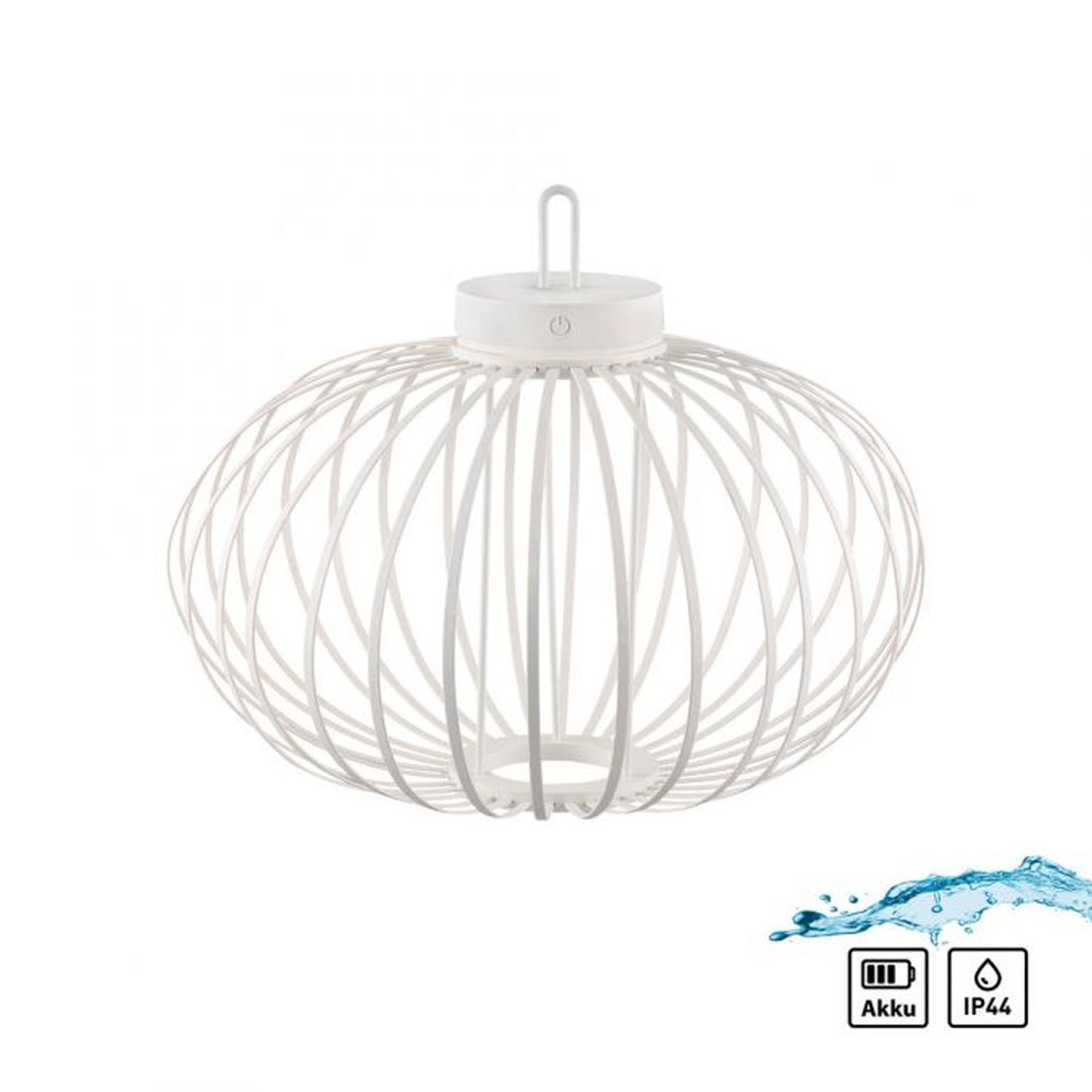 Lampe de table LED rechargeable IP44 blanche dimmable Touch 37 cm 2 W