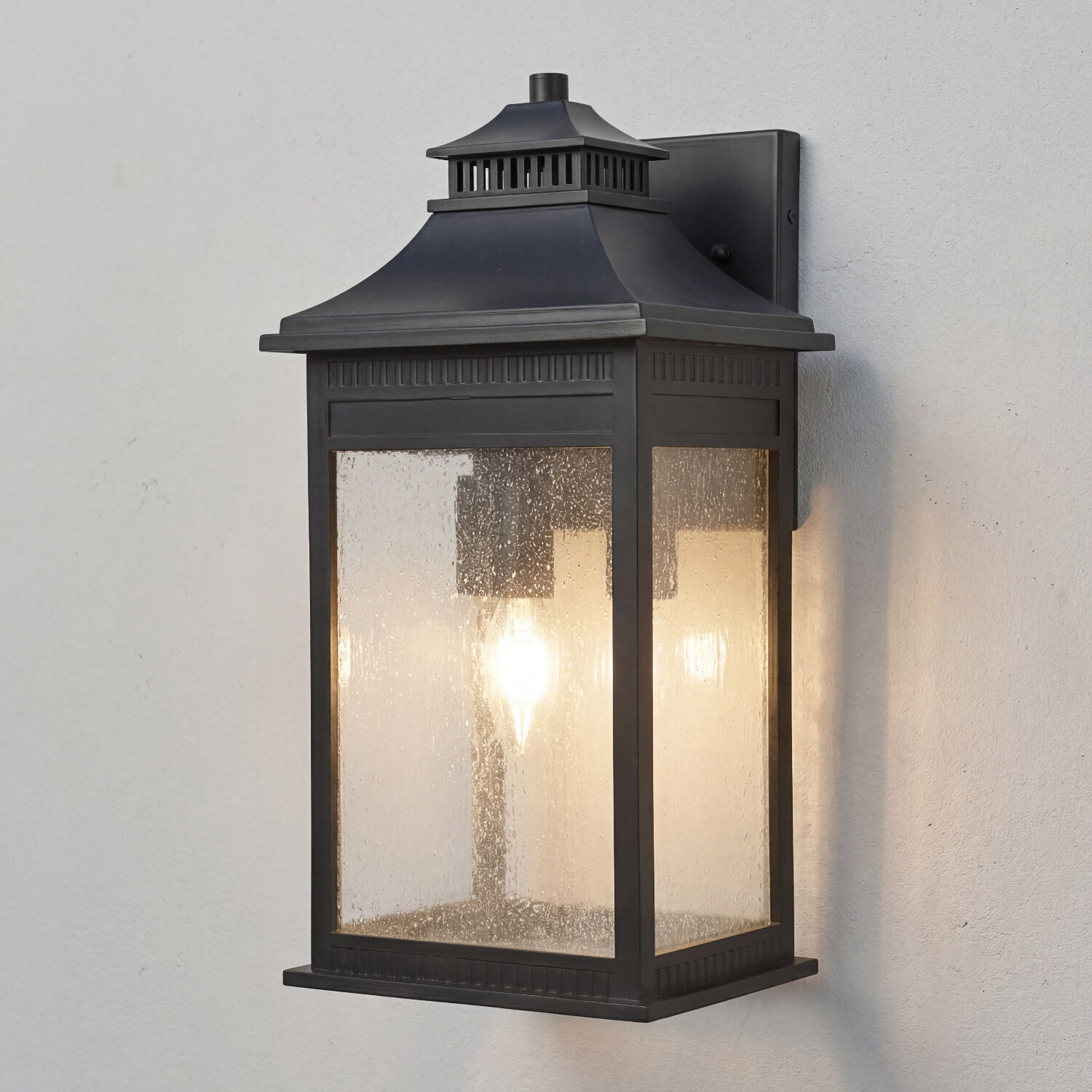 Außenleuchte, Wandlampe, Laterne, Glaspanes, Metall