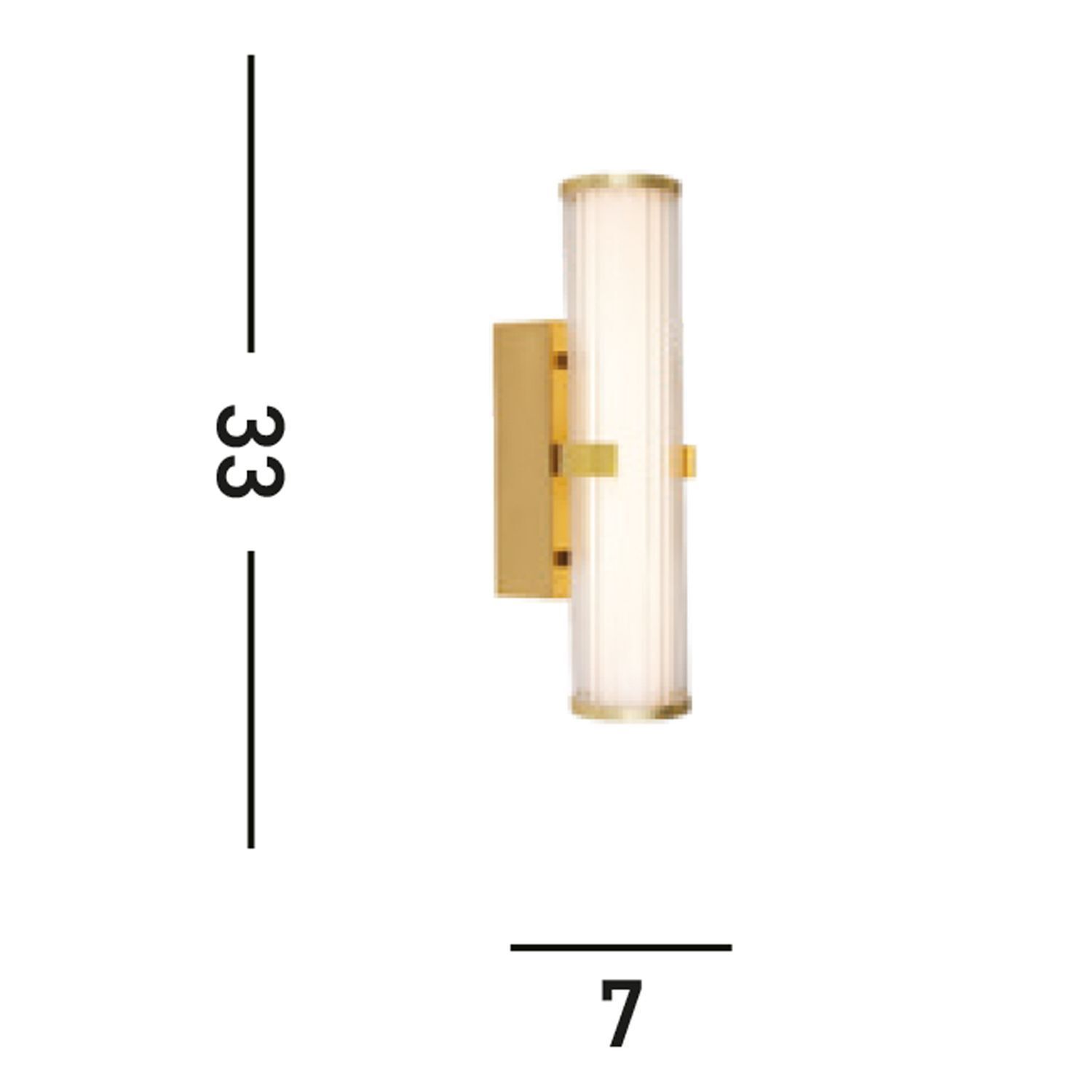 Applique LED Métal Verre IP44 H:32,5 cm en or blanc