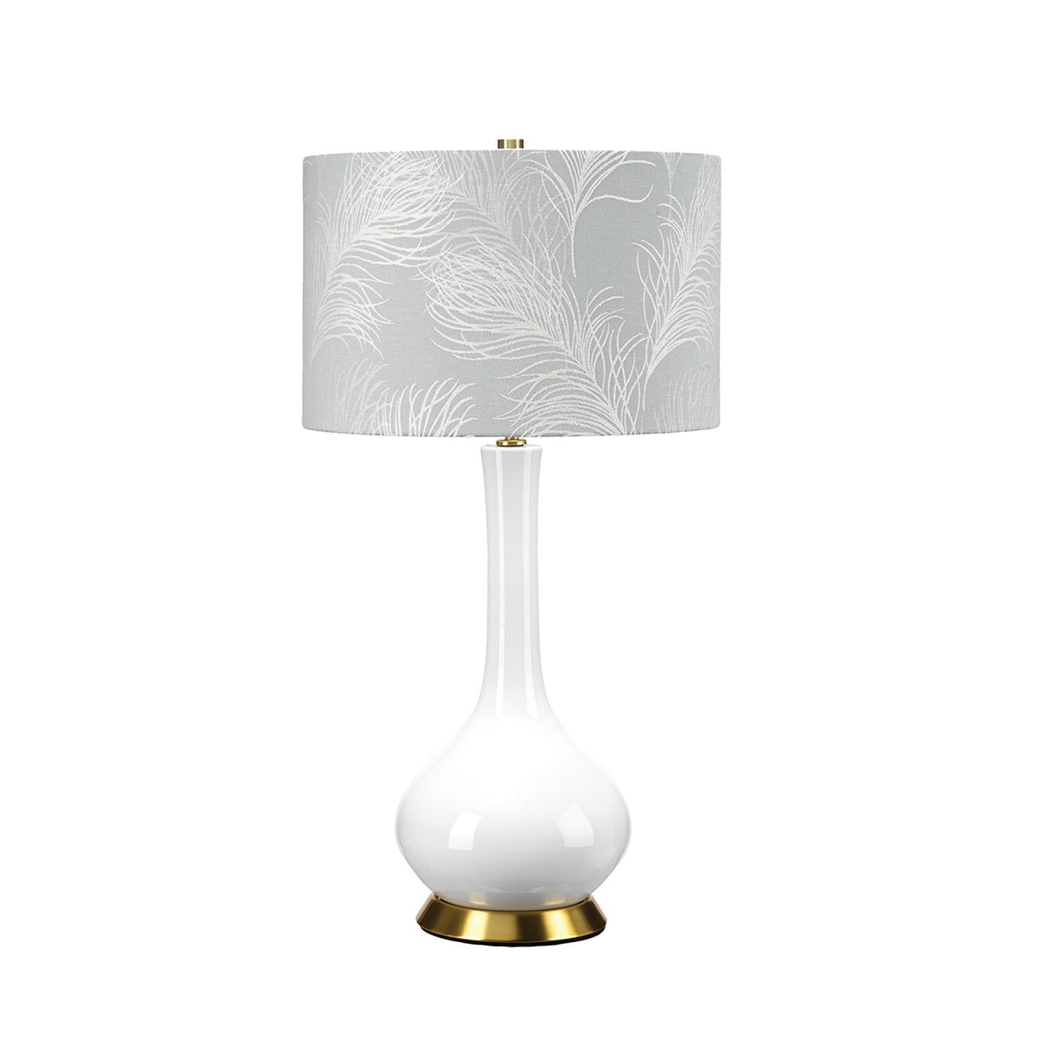 Lampe de chevet tissu céramique E27 69 cm rétro blanc gris