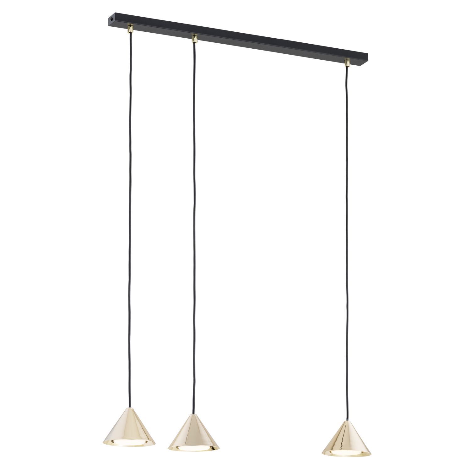 Lampe à suspendre métal L : 70 cm en noir or GX53 3-flamme